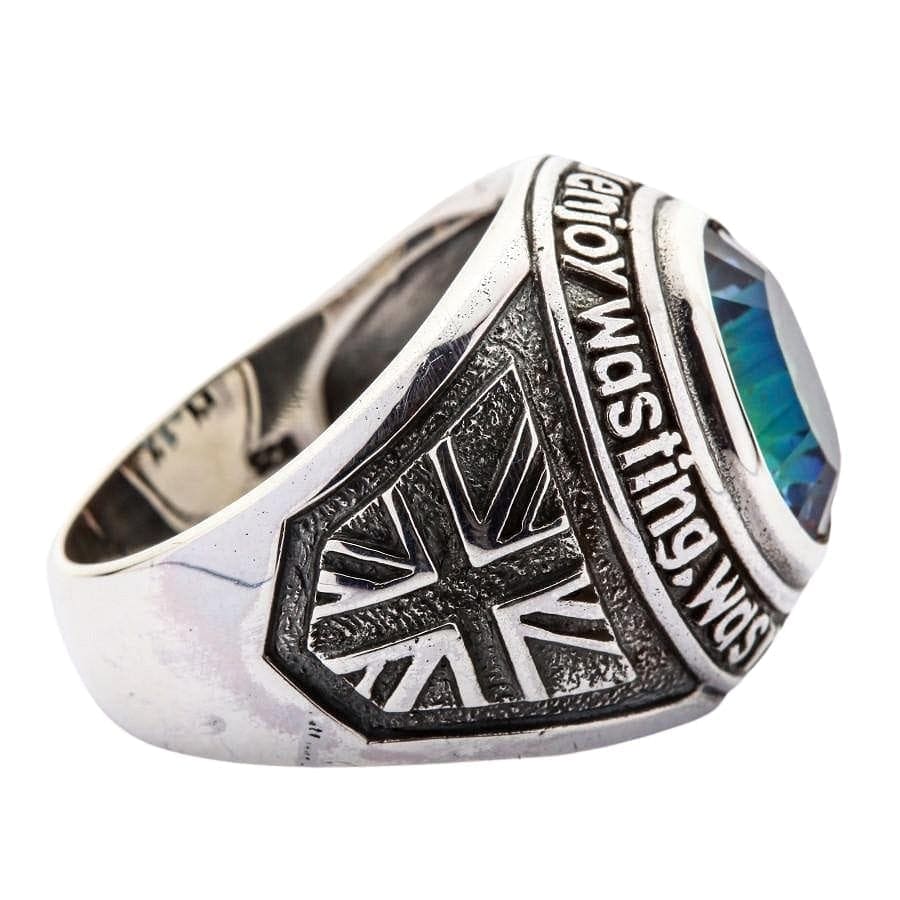 Stylish Mystic Quartz Sterling Silver Union Jack Flag Ring for Women - Perfect for UK Pride, Fashion Jewelry & Patriotic Gifts