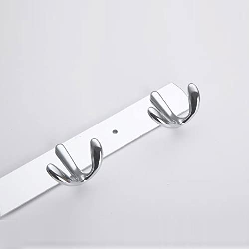 Stainless Steel Wall Mounted Coat Hooks - 5 Adjustable Dual Prong Hooks for Hats, Coats & Clothes (450mm/17.72