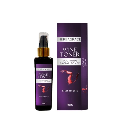 Herba Grace Wine Face Toner Spray 100ml - Pore Minimizing, Skin Brightening Facial Mist for Women & Men | Acne Prone Skin Care | Paraben & Sulfate Free | Suitable for All Skin Types | Perfect for Daily Skincare Routine & Travel