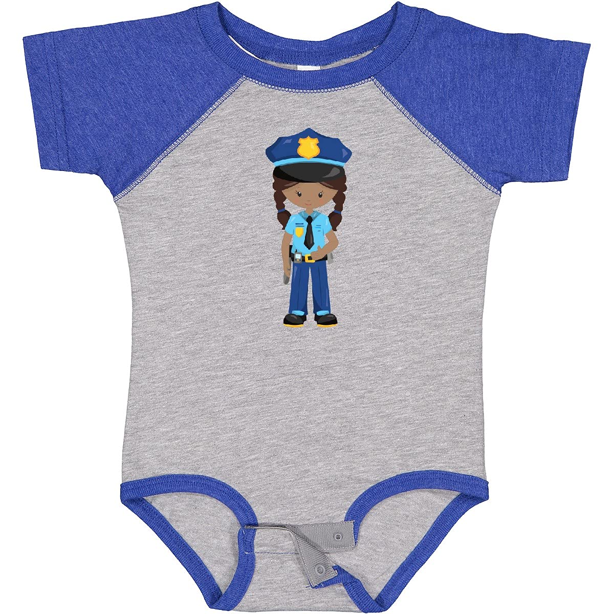 Inktastic African American Girl Police Officer Baby Bodysuit - Cute & Comfortable Infant Outfit for Law Enforcement Appreciation & Everyday Wear