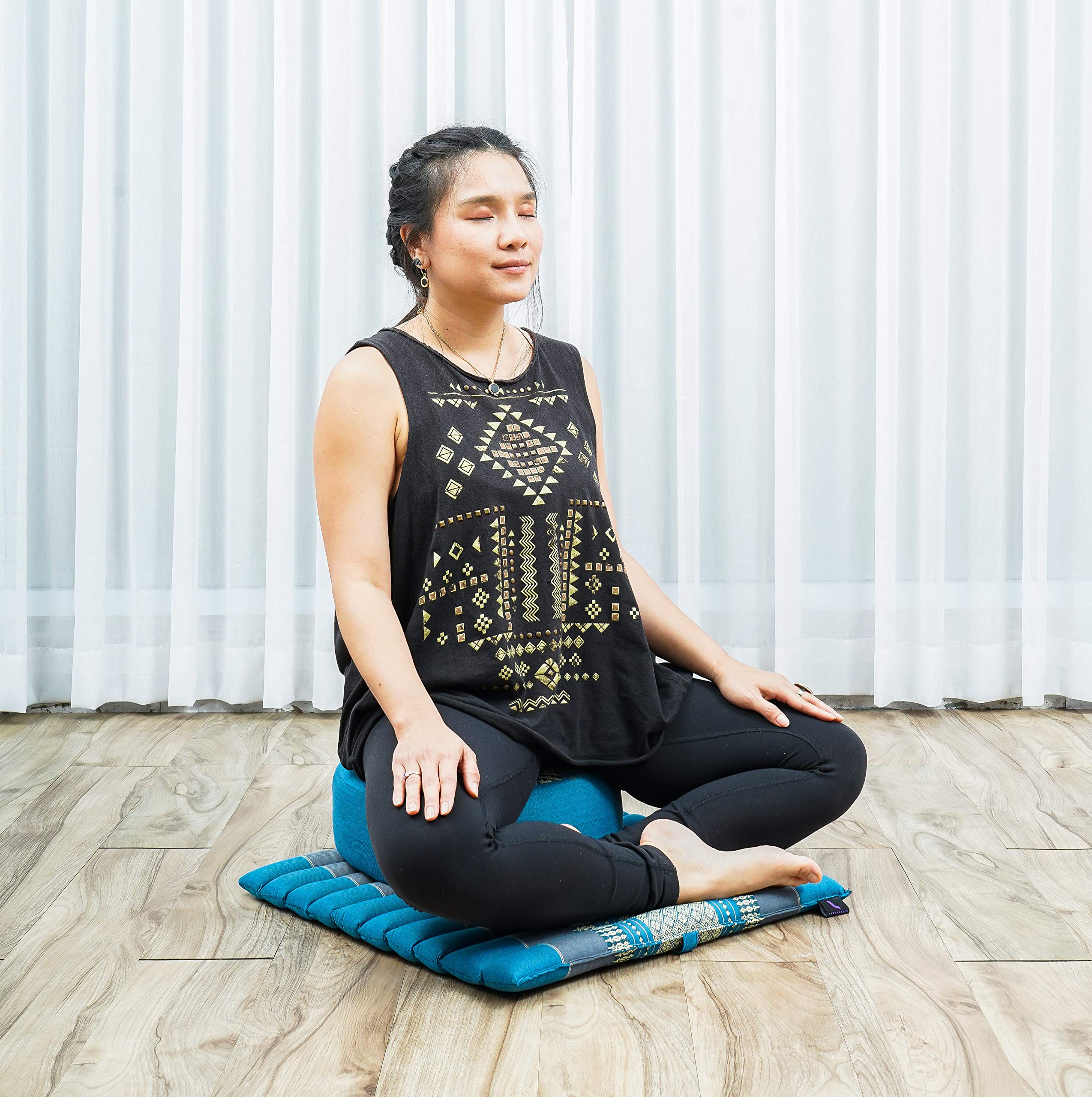 Premium Leewadee Meditation Cushion Set – Zafu Yoga Pillow & Zabuton Mat with Natural Kapok Filling for Comfortable Seated Meditation, Yoga & Mindfulness Practice at Home or Studio