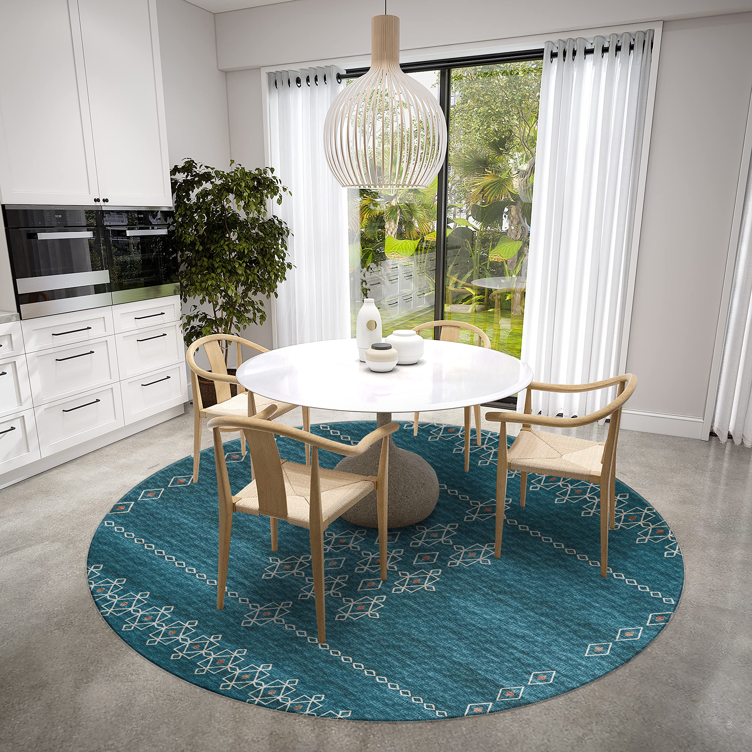 Addison Rugs Yuma AYU33 Blue 8' x 8' Square Area Rug - Soft & Durable for Living Room, Bedroom, or Office Decor