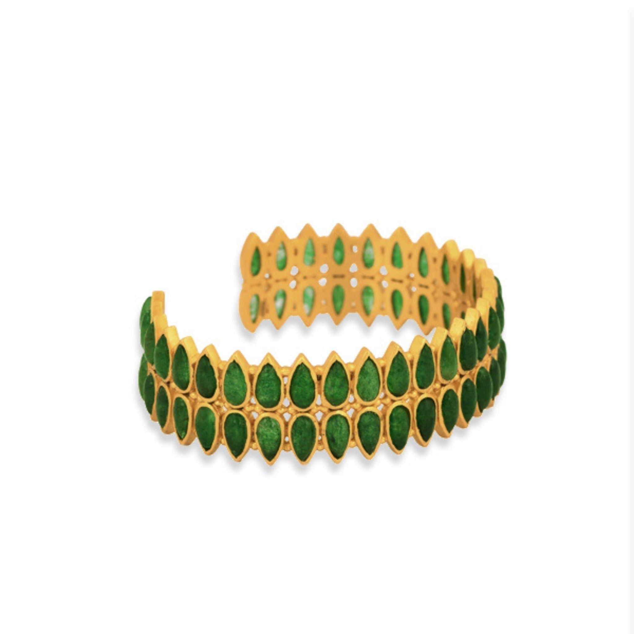 Tucson Cuff Bracelet - Genuine Green Strawberry Quartz Beaded Jewelry for Women | Perfect for Boho Style, Gift Giving & Everyday Wear