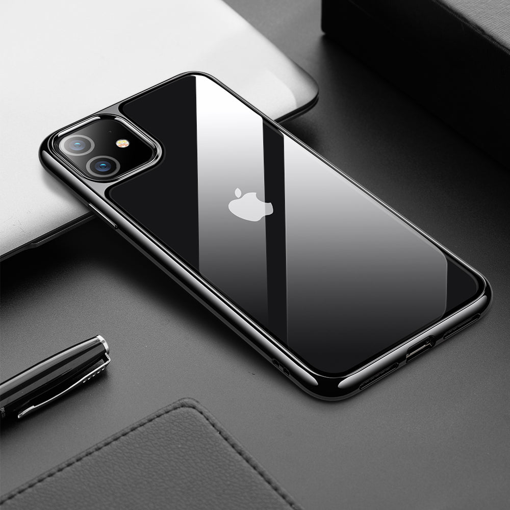 iPhone 11 Case 6.1 Inch - Unicorn Beetle GLASS Slim Clear Protective Cover (Black) | Shockproof & Scratch Resistant for Daily Use, Work & Outdoor Activities