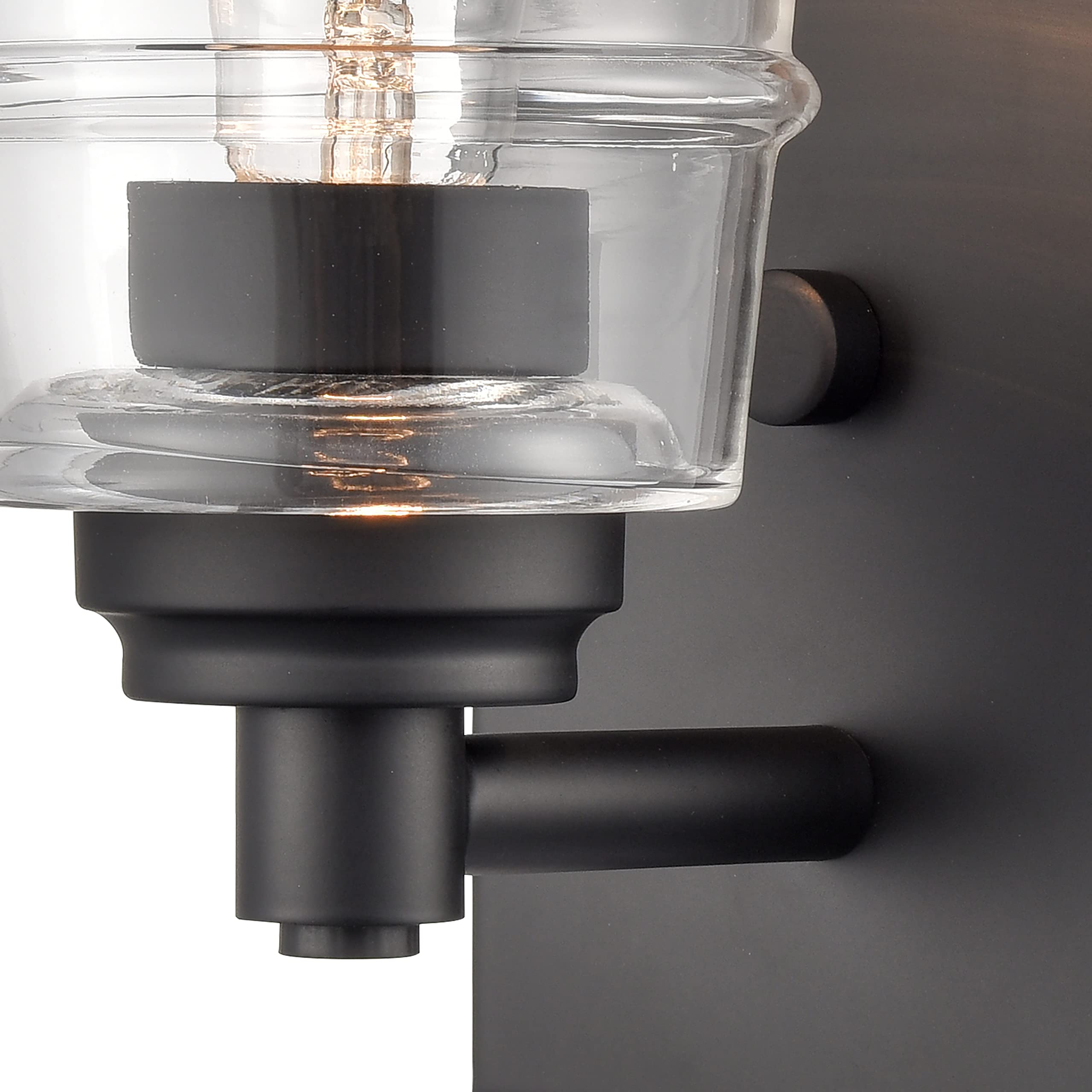 Elk Home Pulsate Vanity Light - 1-Light Matte Black Bathroom Sconce with Clear Glass Shade, Transitional Style for Modern Bathroom & Powder Room Lighting