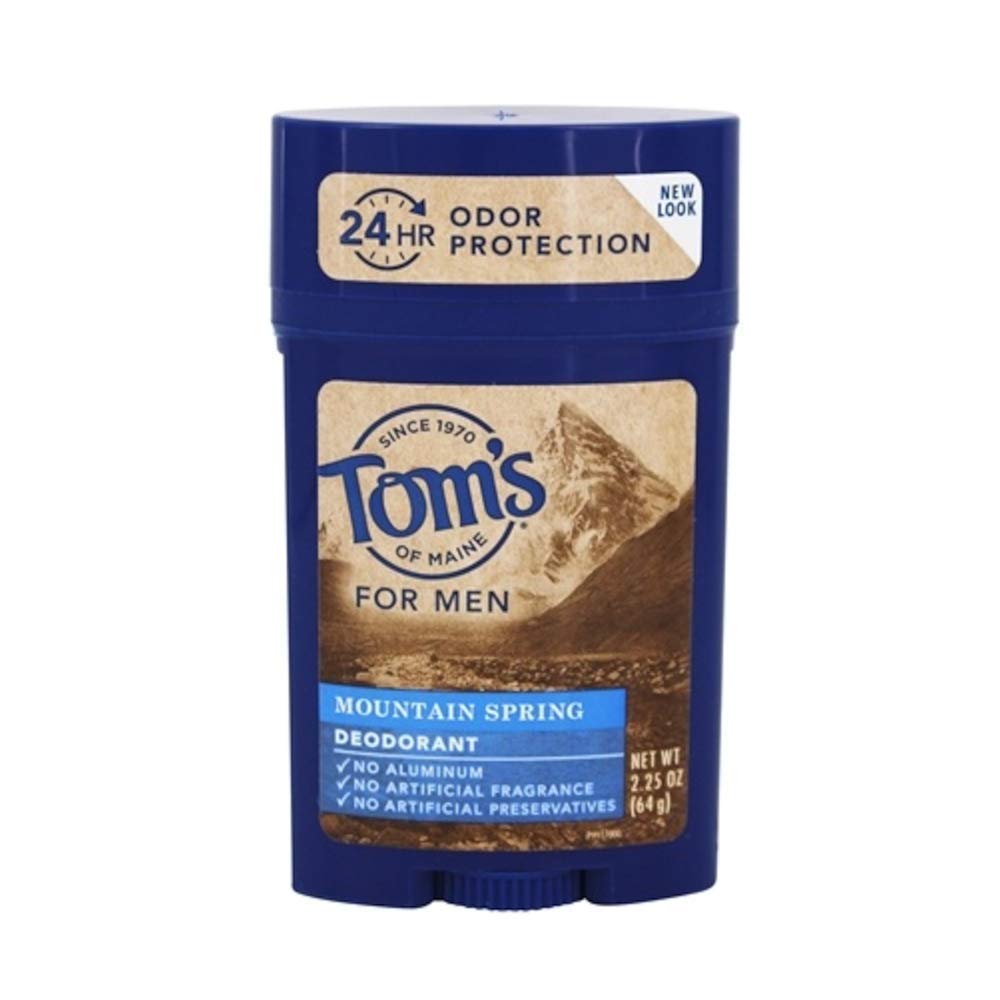 Tom's of Maine Men's Natural Deodorant, Mountain Spring Scent, 2.25 oz (Pack of 6) | Aluminum-Free, Cruelty-Free & Vegan | Fresh All Day Protection for Active Lifestyles, Workouts & Outdoor Adventures