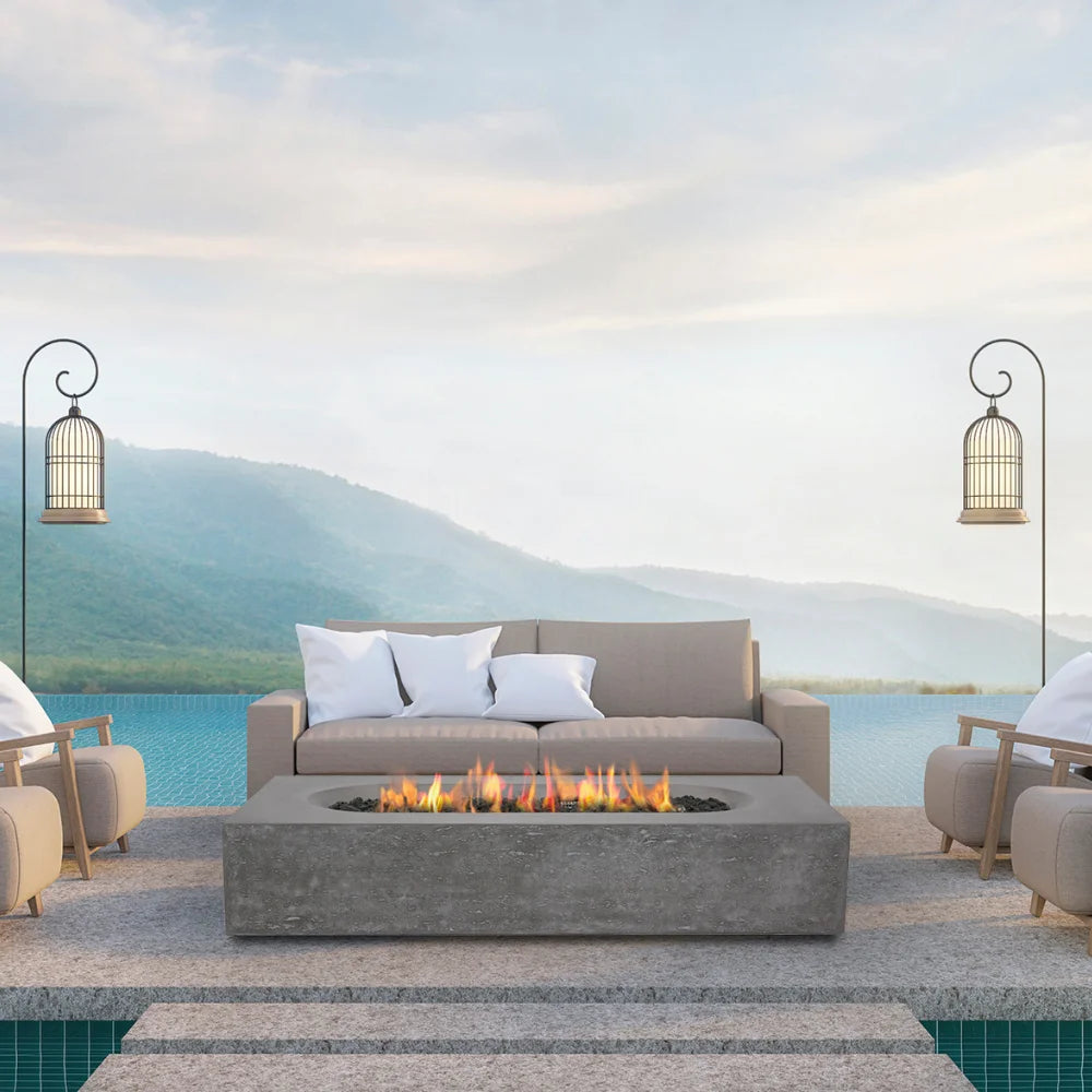 Alchemy Outdoor Patio Fire Table - 42 Inch Propane Fire Pit Table with Lava Rocks, Waterproof Cover - Perfect for Backyard, Deck, Garden, Poolside Gatherings & Outdoor Entertaining