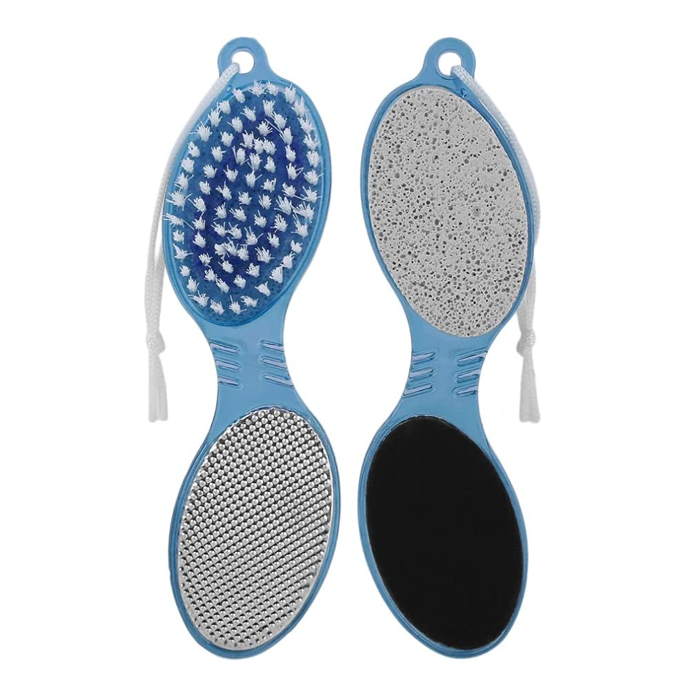 4 in 1 Pedicure Brush & Callus Remover - Dual Sided Foot Scrubber with Pumice Stone for Dead Skin & Callus Removal - Multi-Color (1PC) - Perfect for Home Pedicure & Foot Care Routine