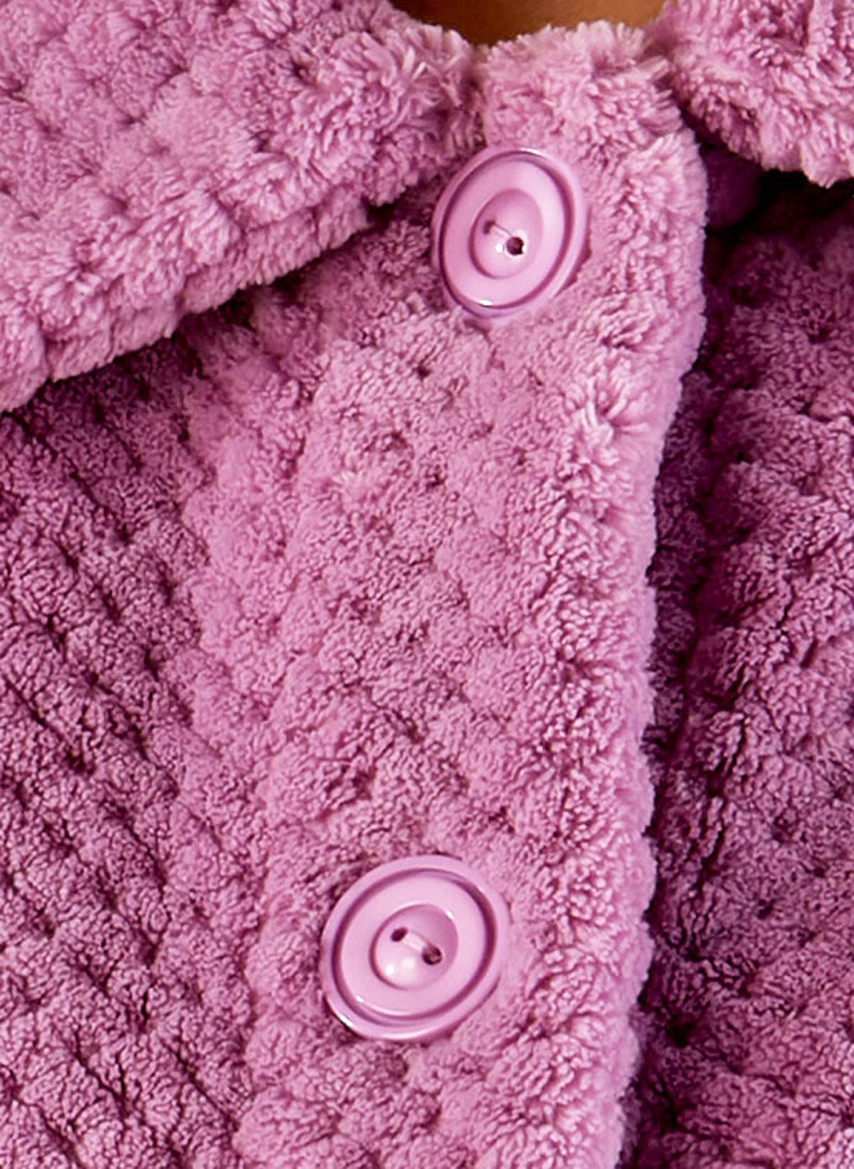 Slenderella Women's Winter Bed Jacket - Soft Thick Light Purple Waffle Fleece Collared Button Up Coat - XXL (24-26) - Cozy Loungewear for Cold Nights at Home