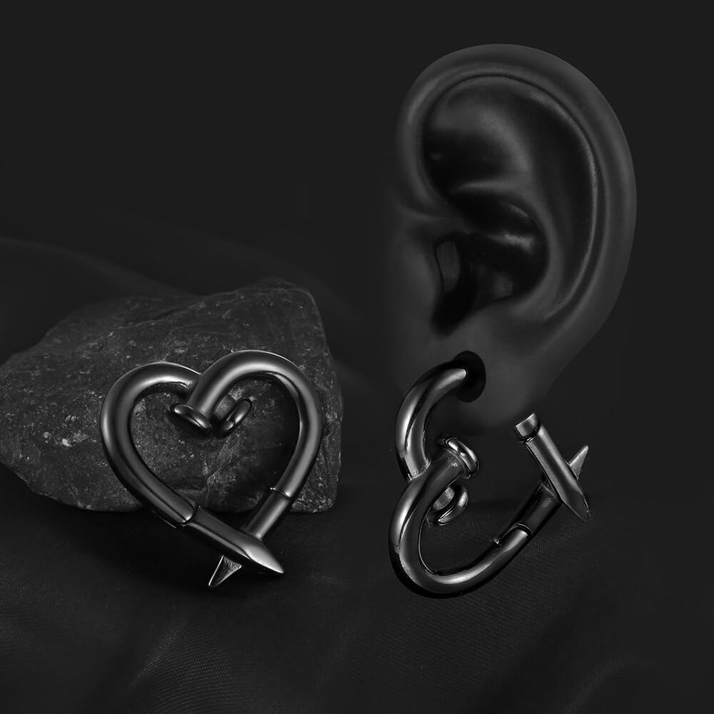 4mm-6mm (5g-2g) Hypoallergenic 316L Stainless Steel Heart Ear Weights & Hangers for Stretched Ear Lobe Piercing - Ear Plugs, Gauges & Body Jewelry for Everyday Wear, Parties & Alternative Fashion