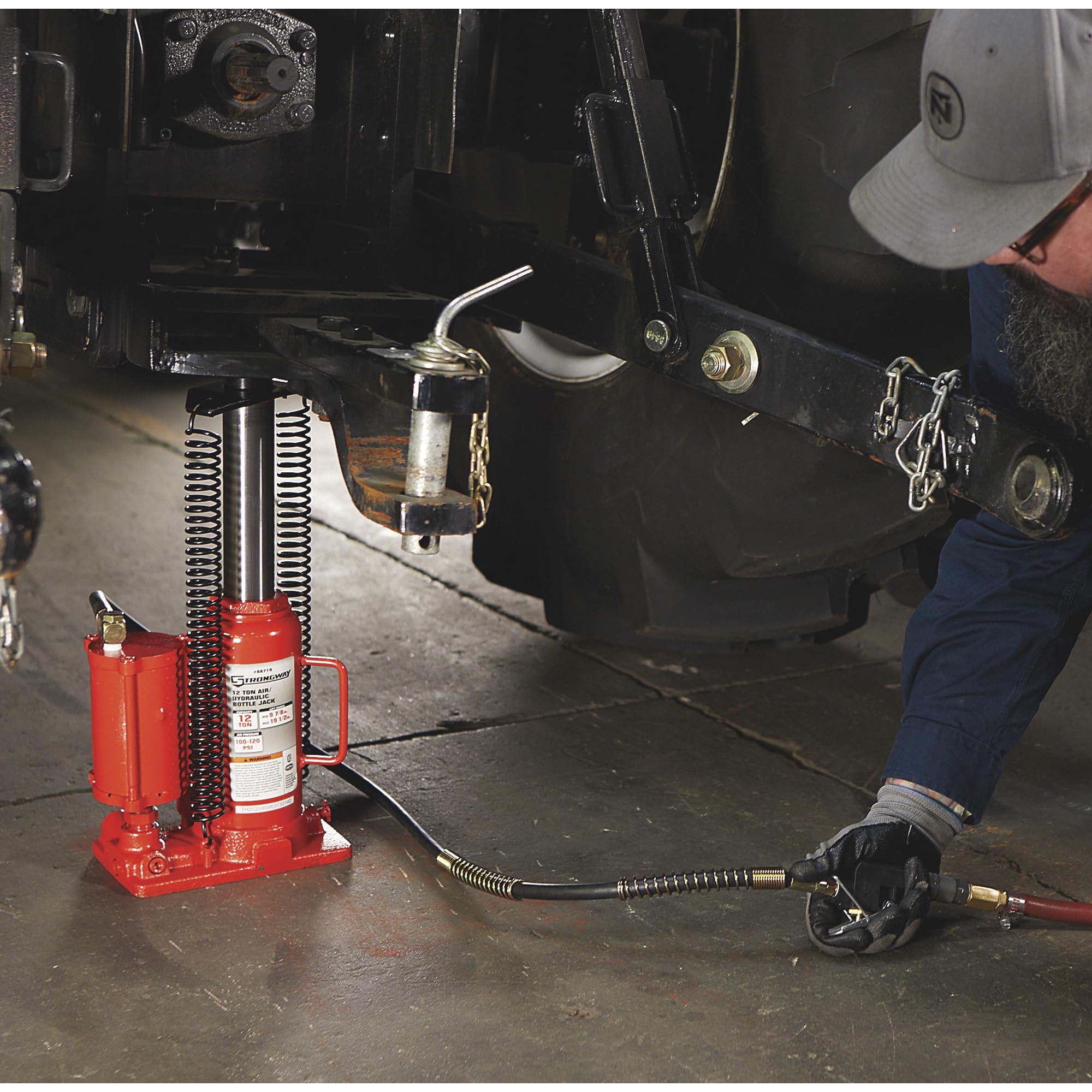 Strongway 12-Ton Air/Hydraulic Floor Jack - Heavy Duty Car Lift for Trucks, SUVs & Vehicles - Ideal for Auto Repair Shops & Home Garages