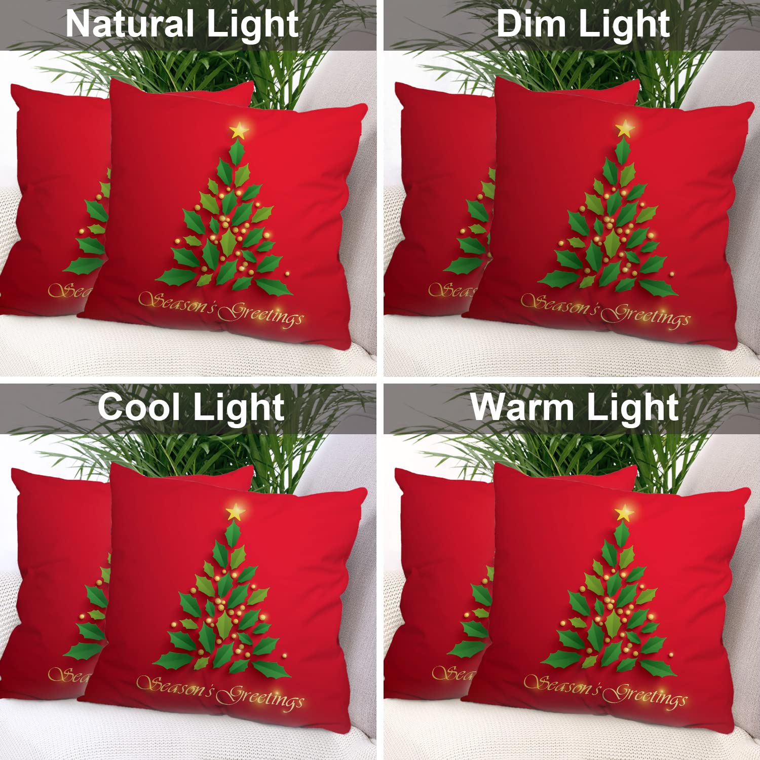Batmerry Christmas Throw Pillow Covers 20x20 Inch - Festive Christmas Tree Star Green Winter Decor for Couch, Sofa & Bed - Digital Printed Blended Fabric with Invisible Zipper | Perfect for Holiday Home Decor, Christmas Party & Cozy Winter Ambiance
