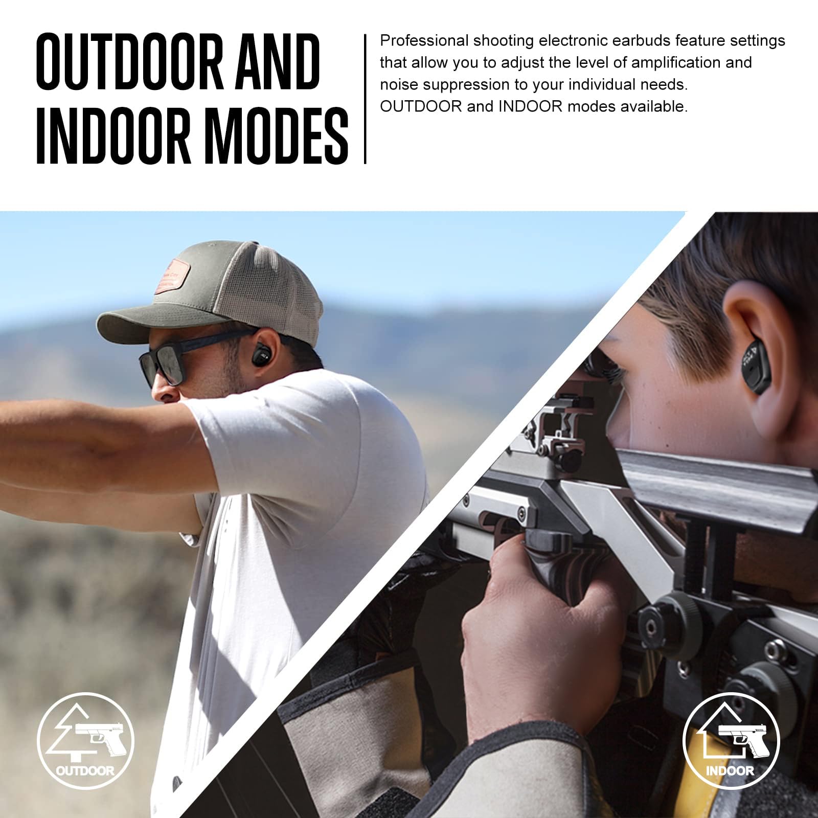 Electronic Shooting Ear Protection Earbuds - Noise Canceling Earplugs for Hunting, Range Shooting & Loud Events - Reusable Hearing Protection for Gun Range, Concerts & Construction