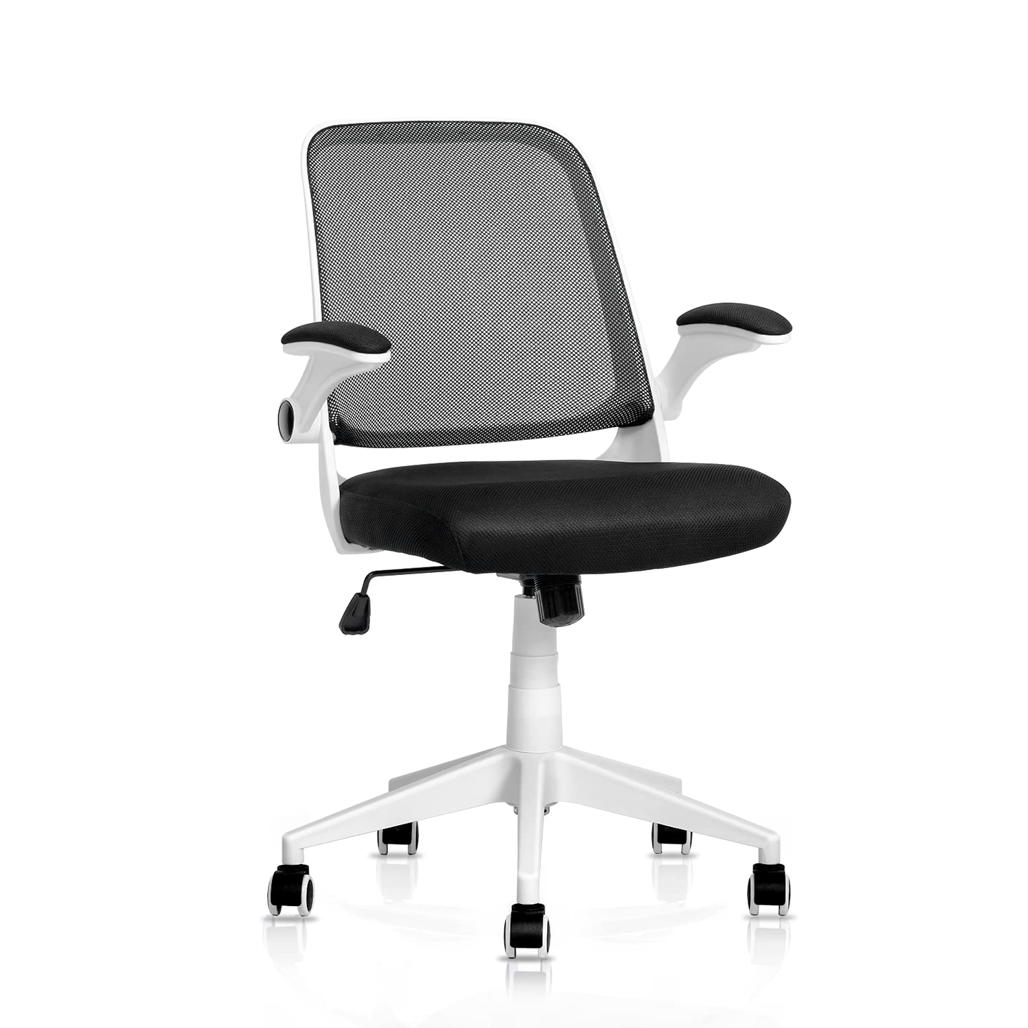 Mesh Office Chair with Flip-Up Arms & Wheels - Ergonomic for Home & Work, Black