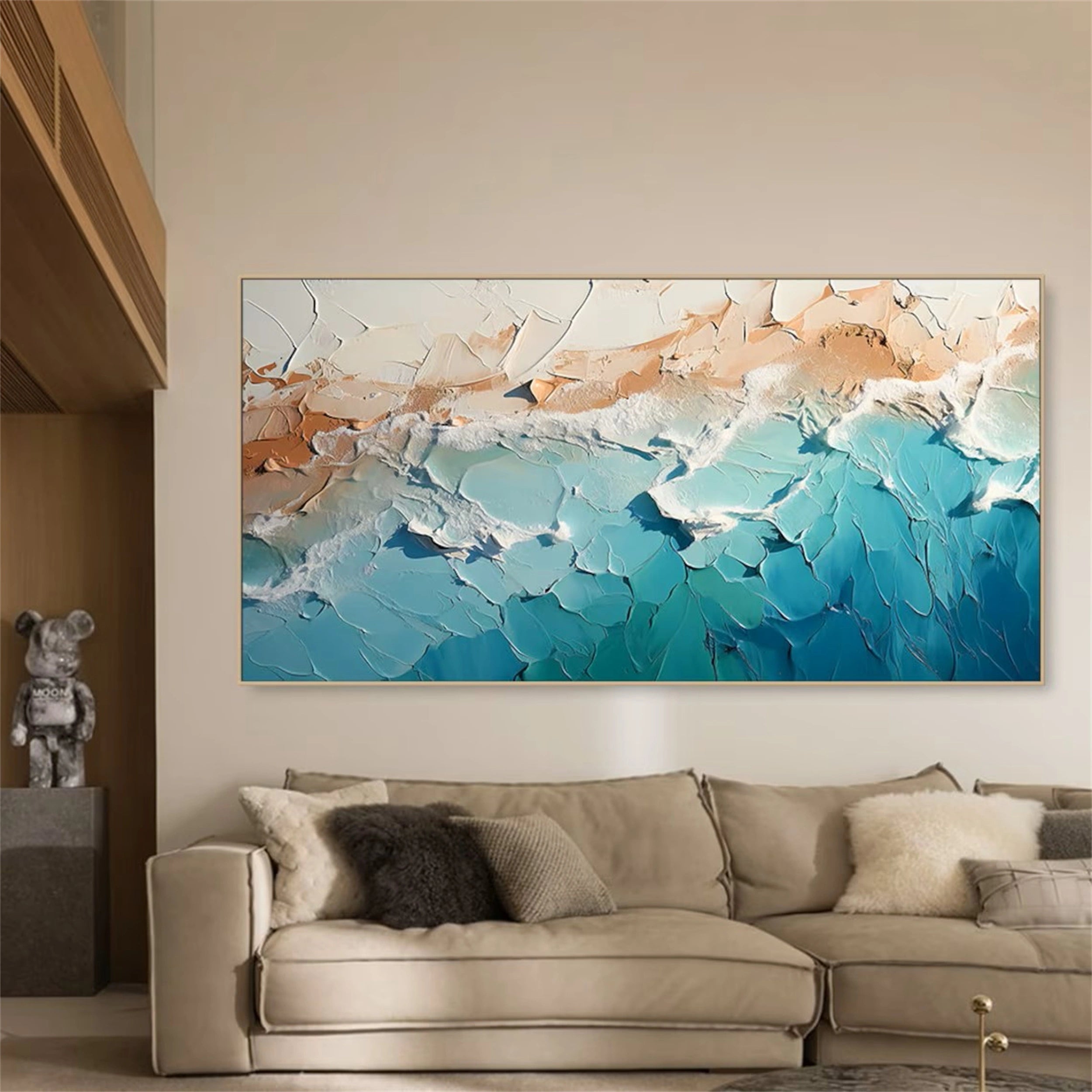 Ocean and Sky Painting #OS 061 - Handmade Canvas Wall Art for Home & Office Decor - Perfect for Living Room, Bedroom, or Office
