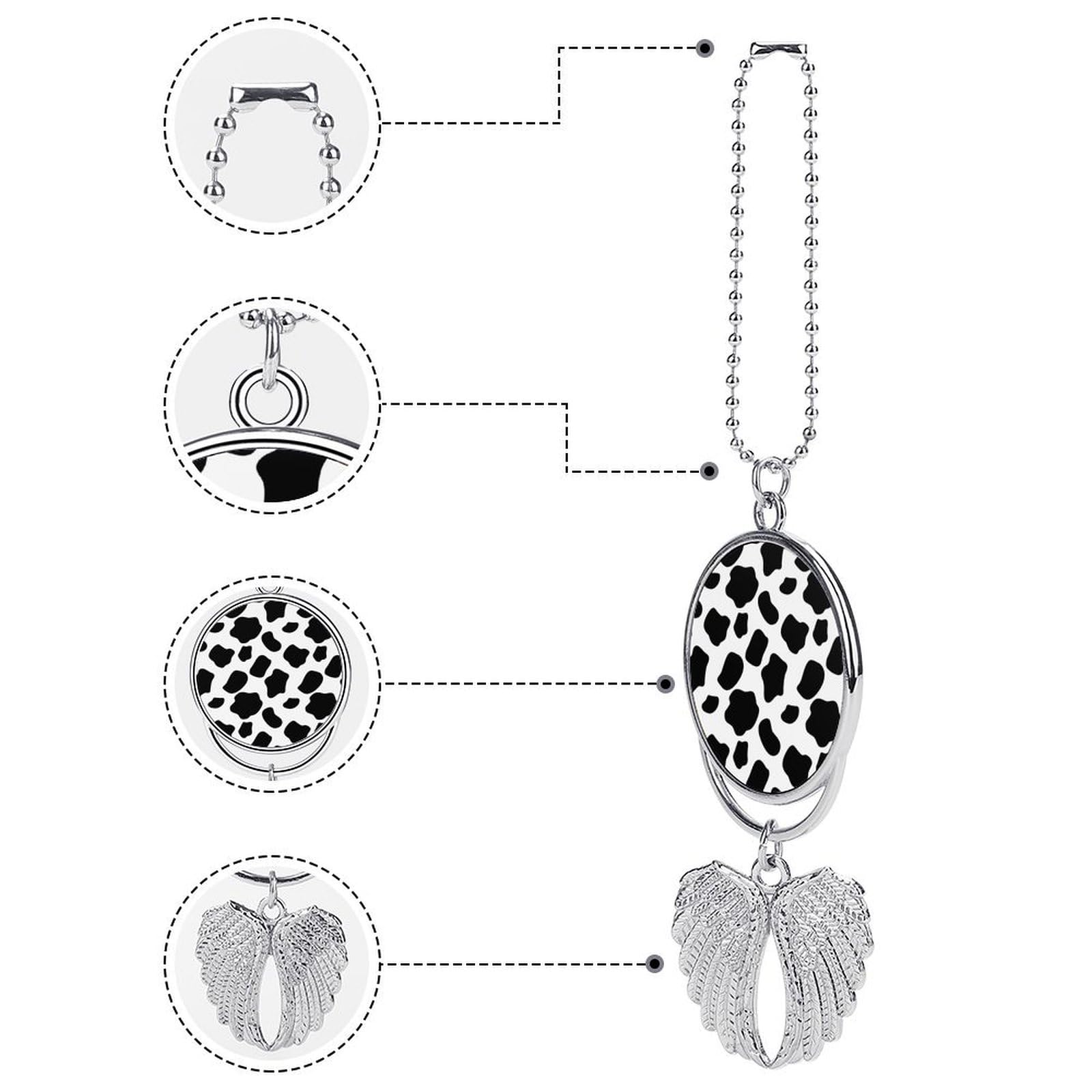 Stylish Black and White Cow Print Car Hanging Ornament - Elegant Rearview Mirror Pendant for Men & Women - Fashionable Automotive Interior Accessories - Perfect for Road Trips, Commutes & Gifts