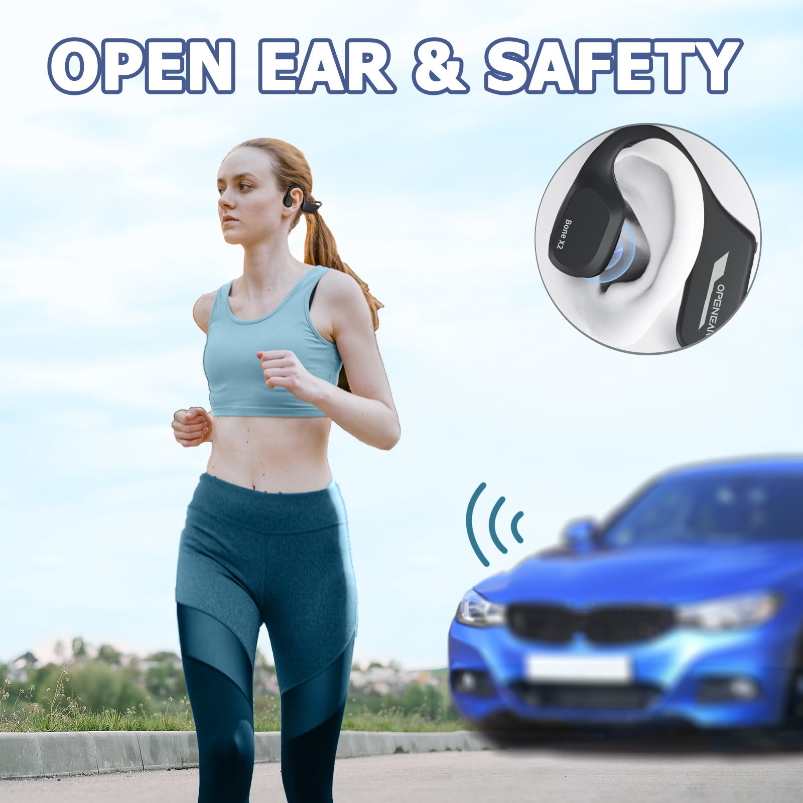 Wireless Bone Conduction Headphones - Bluetooth 5.0 Open-Ear Headset for Running, Swimming & Workouts | IPX8 Waterproof, Sweatproof Design for Sports & Outdoor Activities | Comfortable Secure Fit for Gym, Cycling & Daily Use