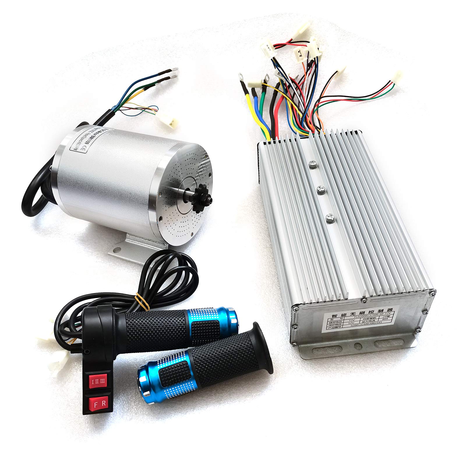 72V 3000W Brushless Motor Kit with 80A 24 Mosfet Controller & 3-Speed Switch - High Performance Conversion Kit for Electric Bikes, Scooters & Motorcycles - Perfect for DIY E-Bike Upgrades & Commuting
