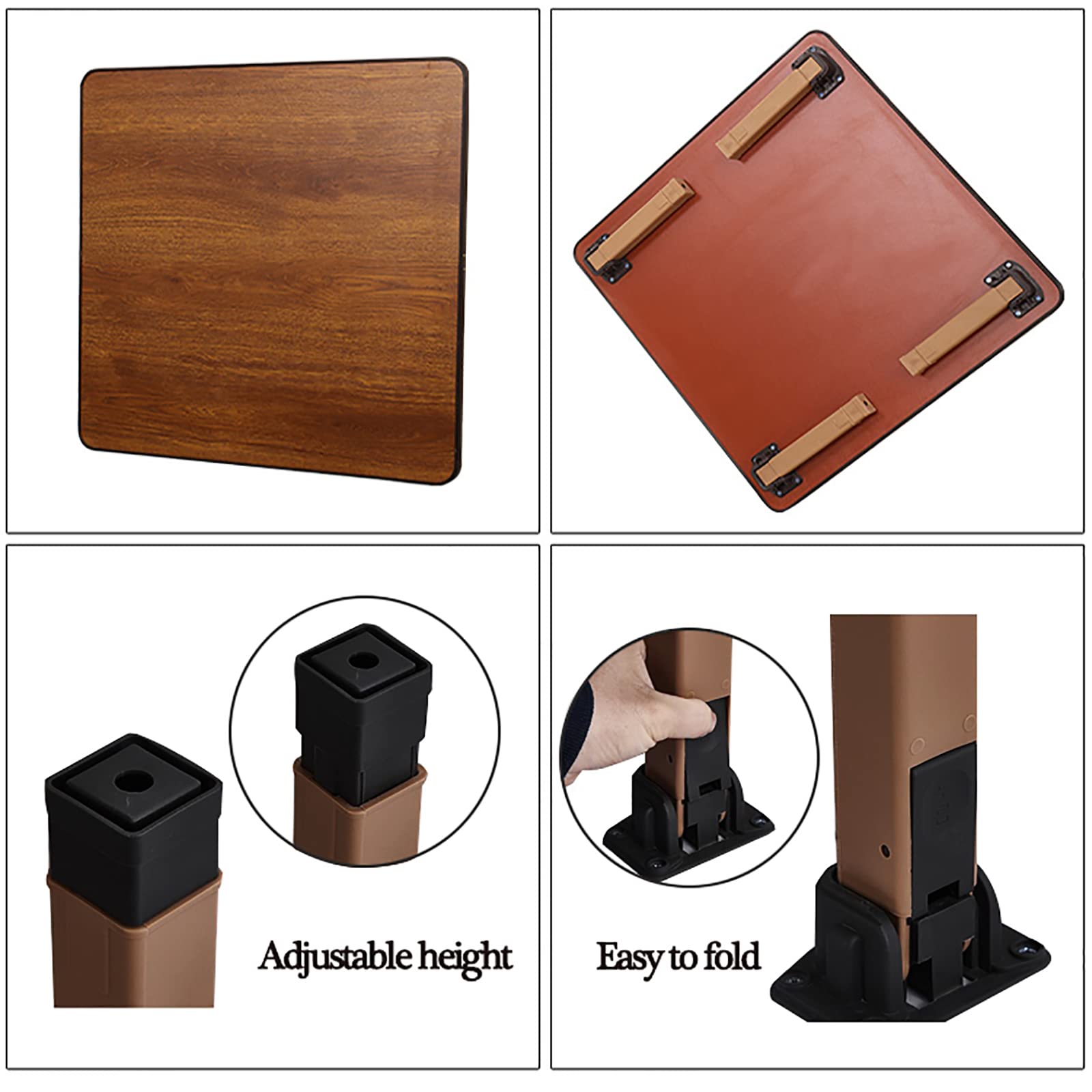 Japanese Style Wooden Folding Coffee Table - Adjustable Low Floor Desk for Meditation, Kotatsu & Laptop Use - Foldable Tray Table (27.5x19.6 Inch, Brown) - Perfect for Small Spaces, Living Rooms & Zen Decor