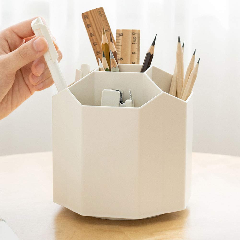 5-Compartment White Desktop Organizer with Pencil Holders - Office & School Supplies Caddy for Pens, Colored Pencils & Art Brushes - Perfect Teacher Gift, Classroom & Home Office Organization Solution