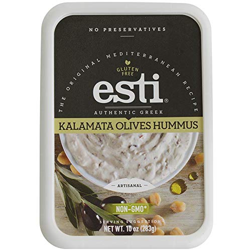 Organic Greek Kalamata Olive Hummus Spread - 10oz Tub | Vegan Mediterranean Dip for Pita Bread, Crackers & Veggies | Party Appetizer & Healthy Snack