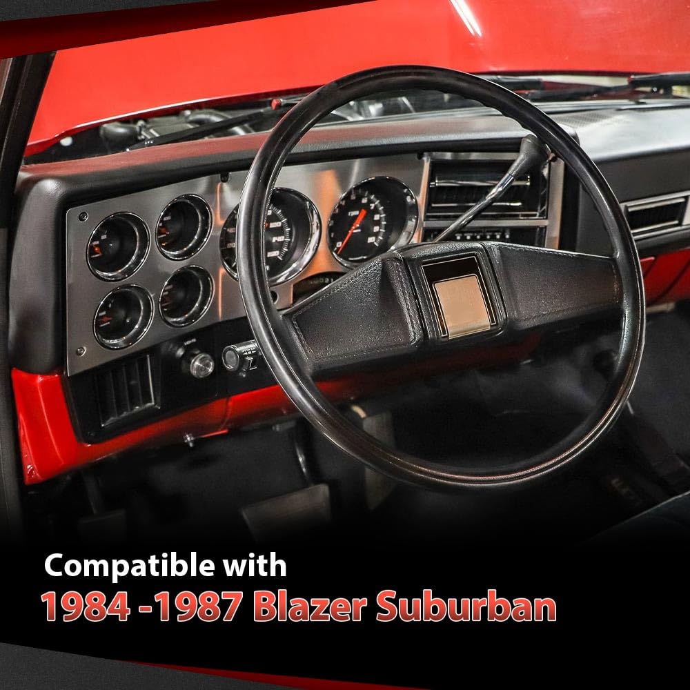 Dash Bezel Insert Brushed Aluminum Compatible with Chevy C10 C20 C30 K10 K20 K30 & GMC C1500 C2500 C3500 K1500 K2500 K3500 (1981-1986) - Upgrade Your Classic Truck Interior for a Sleek Look