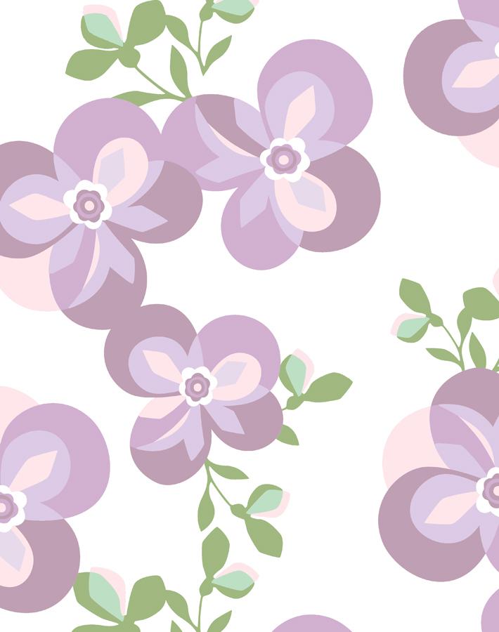 Tea Collection Graphic Flower Wallpaper - Lavender Floral Design for Bedroom, Living Room & Home Decor