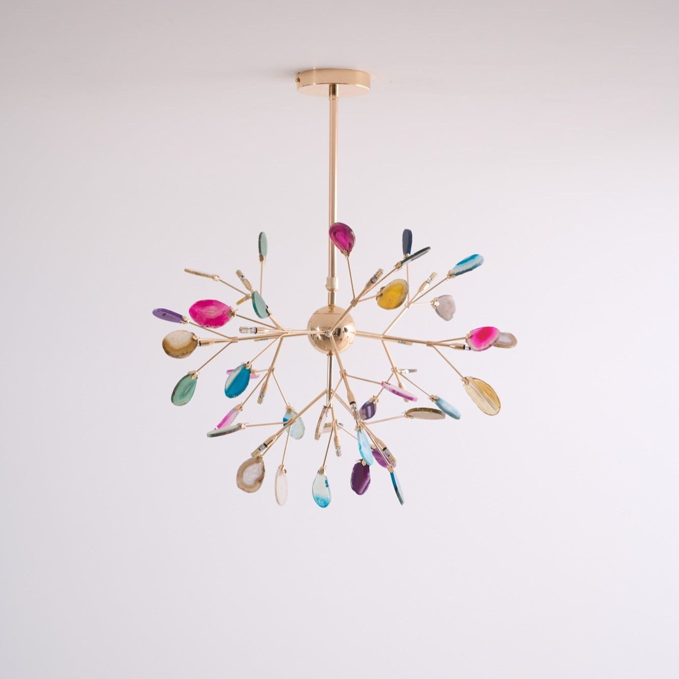 Exquisite Agate Flake Crystal Chandelier - Elegant Handcrafted Lighting Fixture for Dining Room, Living Room, or Bedroom Decor