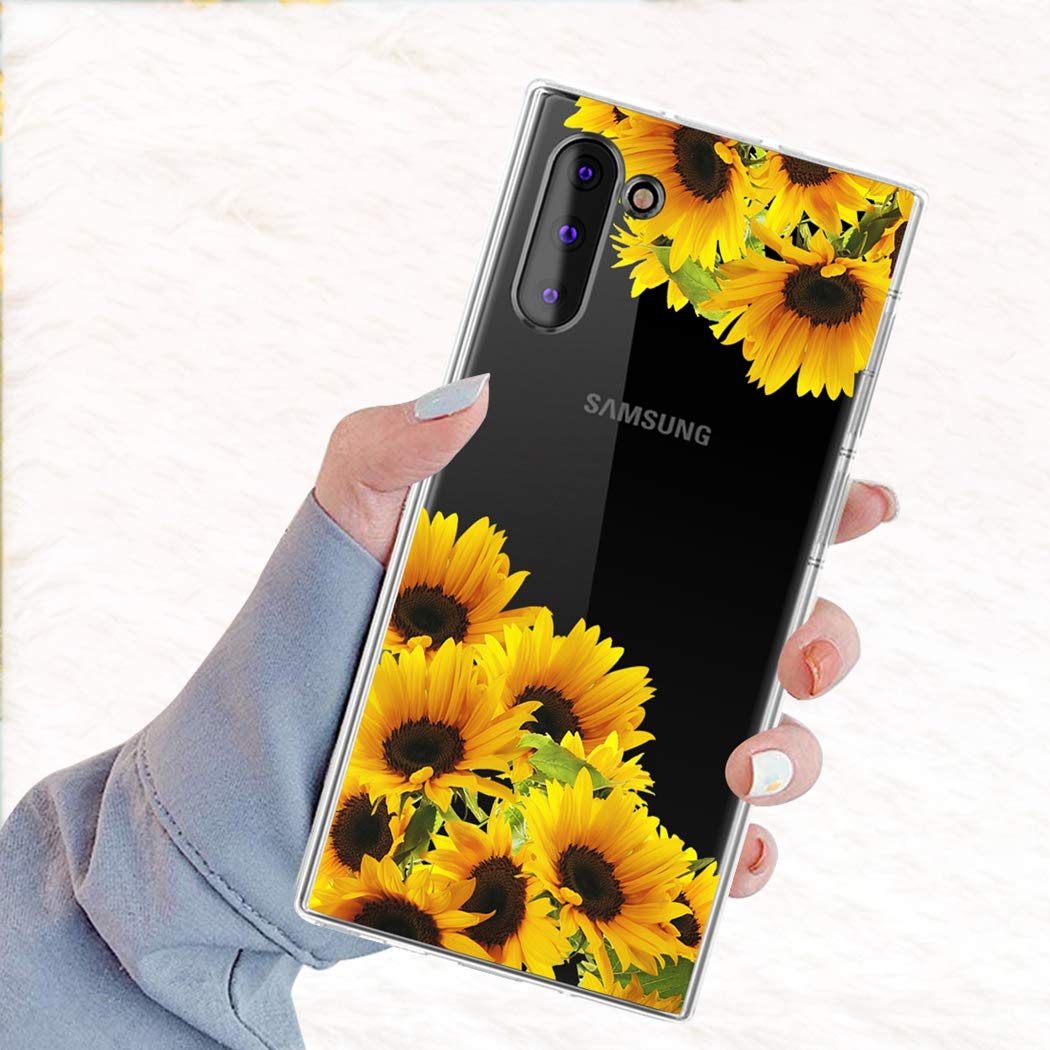 **Samsung Galaxy Note 10 5G Case - Cute Clear Sunflower TPU Protective Cover for Women & Girls | Slim Shockproof Soft Phone Case for Everyday Use & Travel**