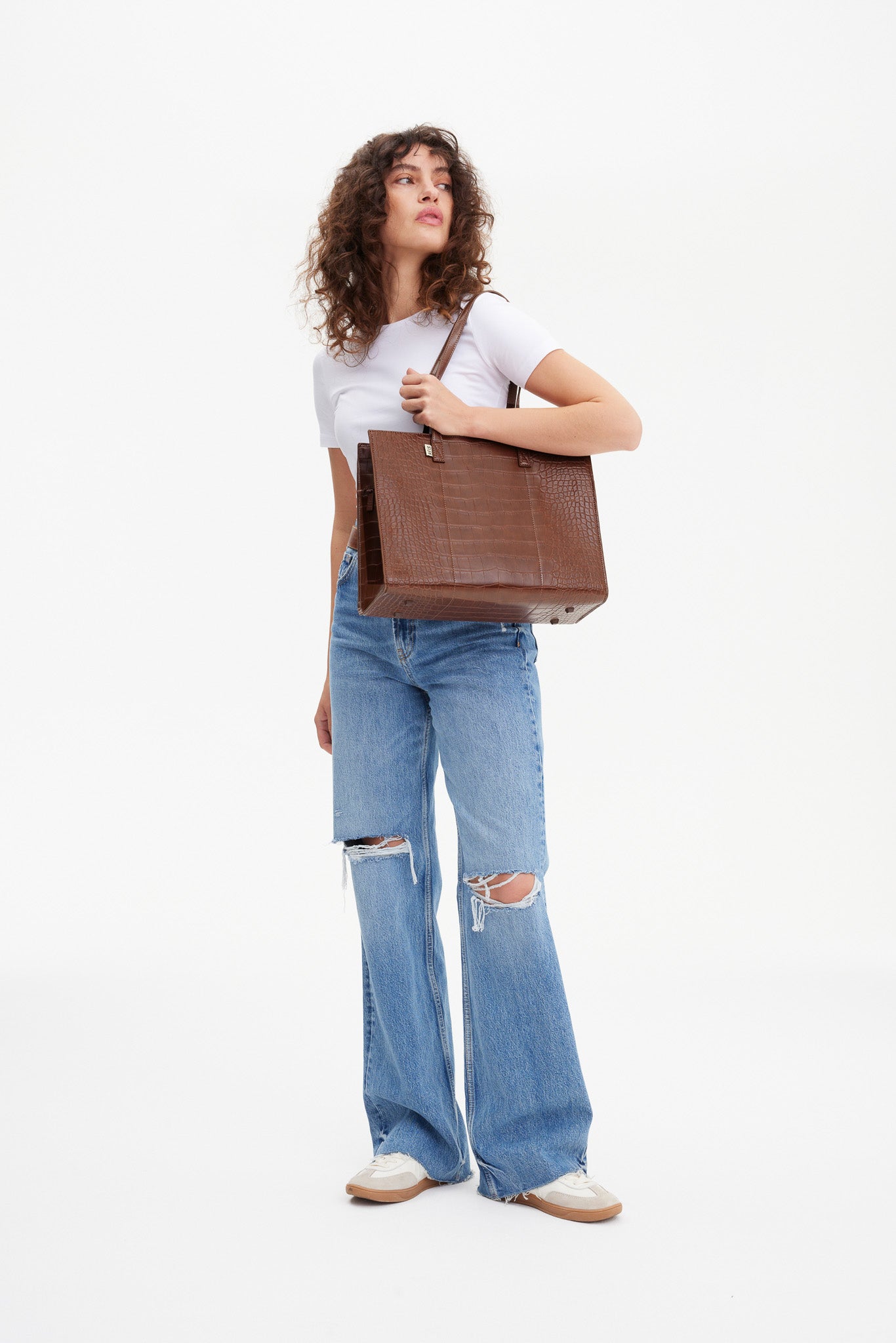 Premium Maple Croc Leather Work Tote Bag for Women - Stylish & Durable Professional Office Bag, Commuter Laptop Tote, Business Travel & Everyday Carry Essentials