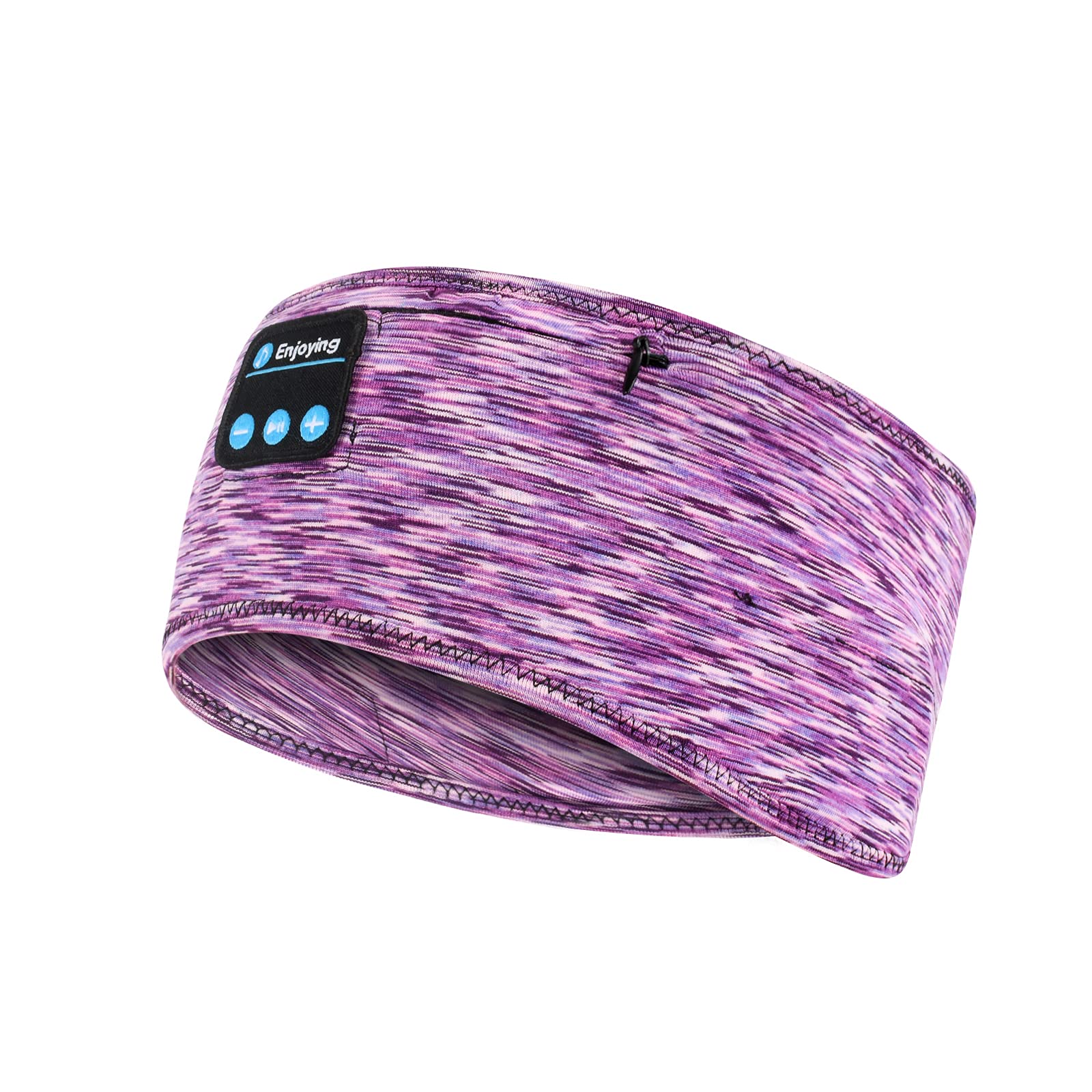Wireless Sleep Headphones Headband with Zip Pocket - Ultra-Thin HD Stereo Speakers for Side Sleepers, Meditation, Yoga & Sports | Comfortable Bluetooth Music Headband for Night Use, Gym Workouts & Relaxation (Purple)