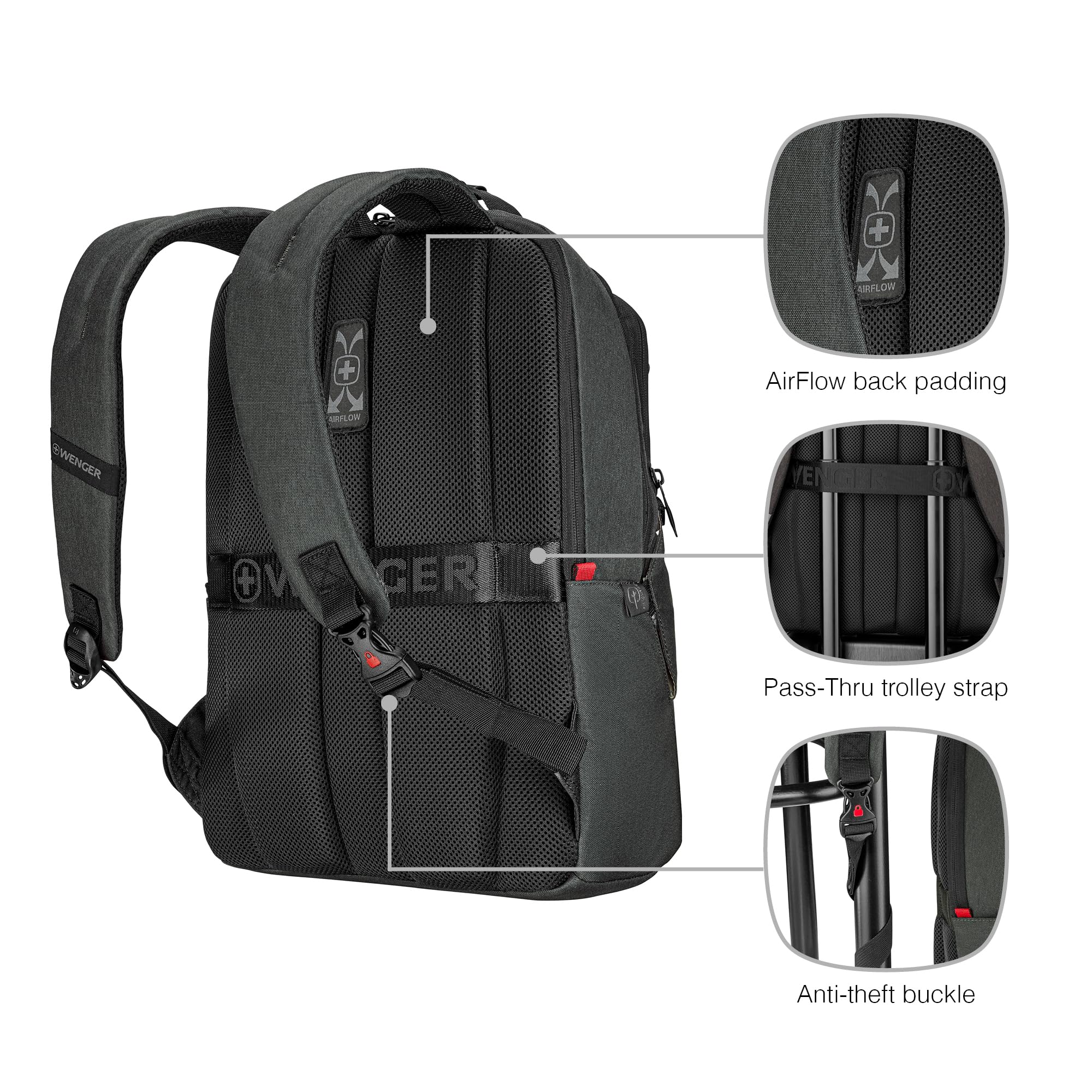 Wenger Laptop Backpack with Tablet Compartment - Fits 16 Inch Notebook & 10 Inch Tablet - Organizer for Men & Women - Perfect for Office, Business Travel & University Use