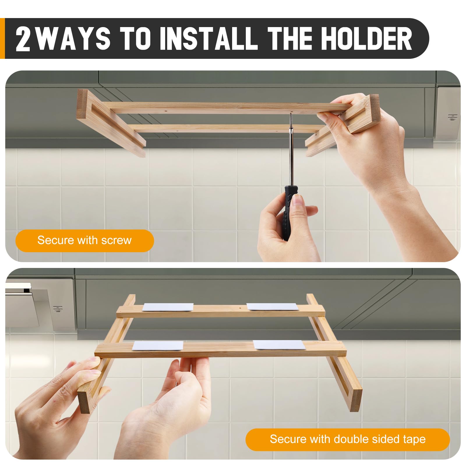 Bamboo Paper Plate Dispenser Holder - 10 Inch Under Cabinet Vertical Plate Organizer for Kitchen Countertop - Perfect for Parties, Picnics & Everyday Dining Storage
