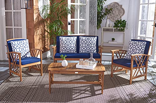 Natural/Navy Geometric