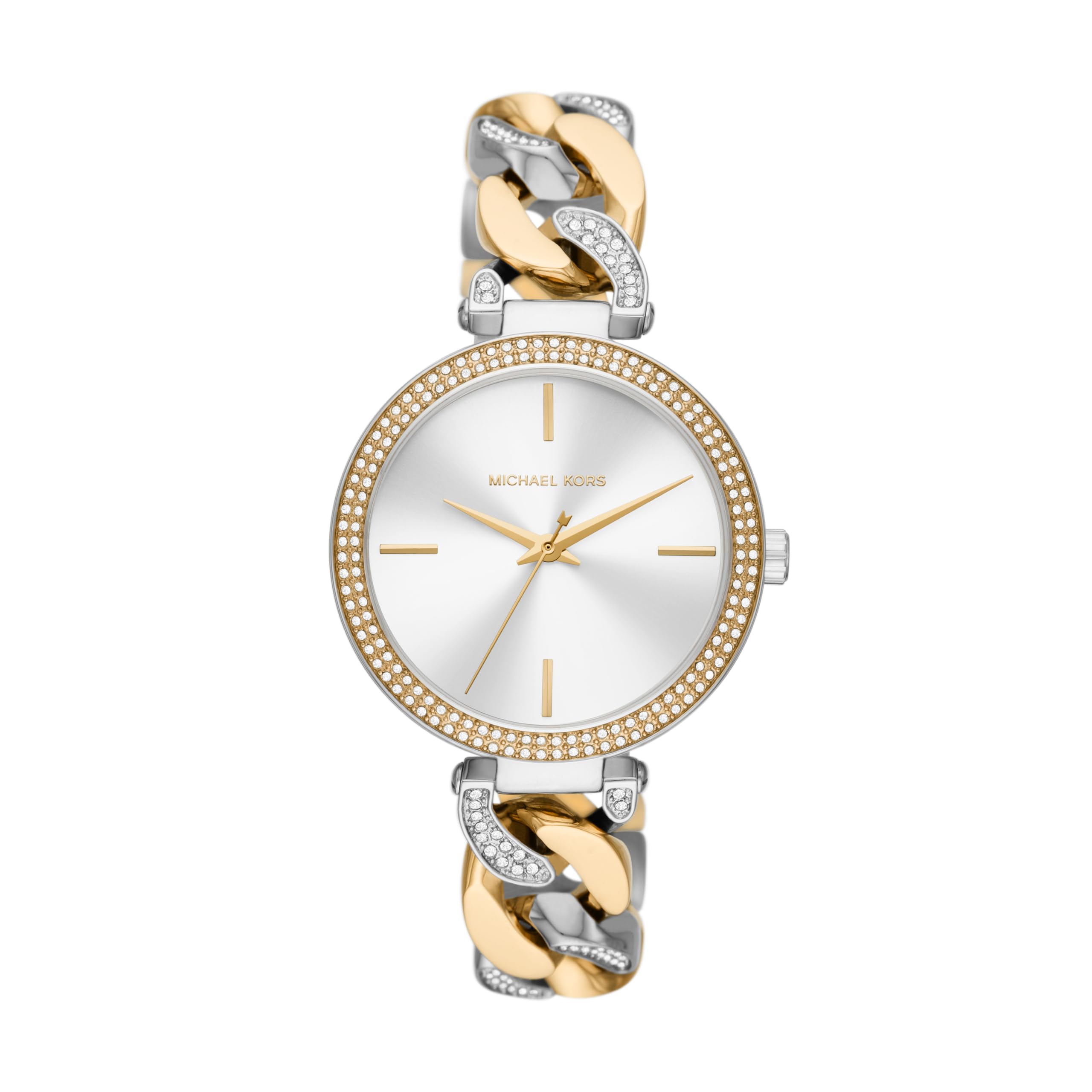 Michael Kors Lady Nini Women's Watch - Stainless Steel Chain-Link Bracelet with Pavé Crystal Accents | Elegant Dress Watch for Women | Perfect for Office, Parties & Special Occasions
