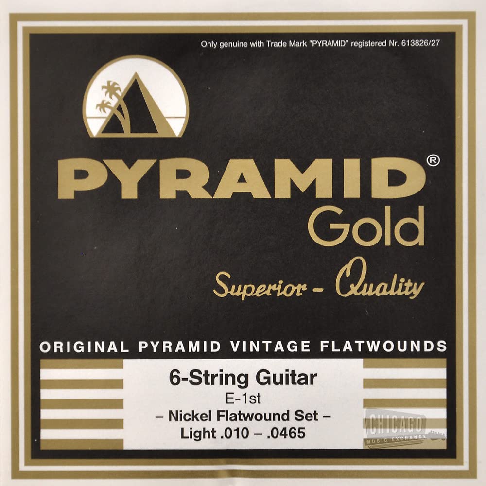 Premium Pyramid Gold Flatwound Electric Guitar Strings 10-46 Gauge - Smooth Jazz & Blues Tone for Professional Musicians - Ideal for Studio Recording and Live Performances