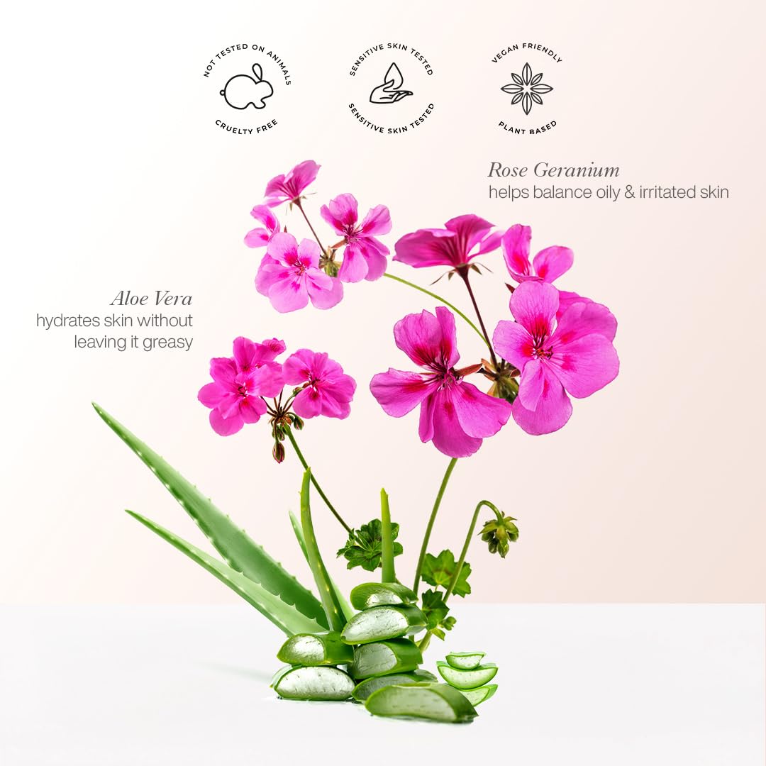 Organic Vitamin E Face Wash for Men & Women - Natural Cleanser with Rose Geranium & Aloe Vera - 300ml for Sensitive Skin - Perfect for Daily Skincare Routine & Gentle Makeup Removal