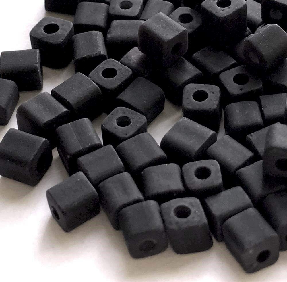 4mm Japanese Seed Glass Cube Beads - Matte Black Jet 15g for Jewelry Making, DIY Crafts, Bracelets & Necklaces | D&J Supplies