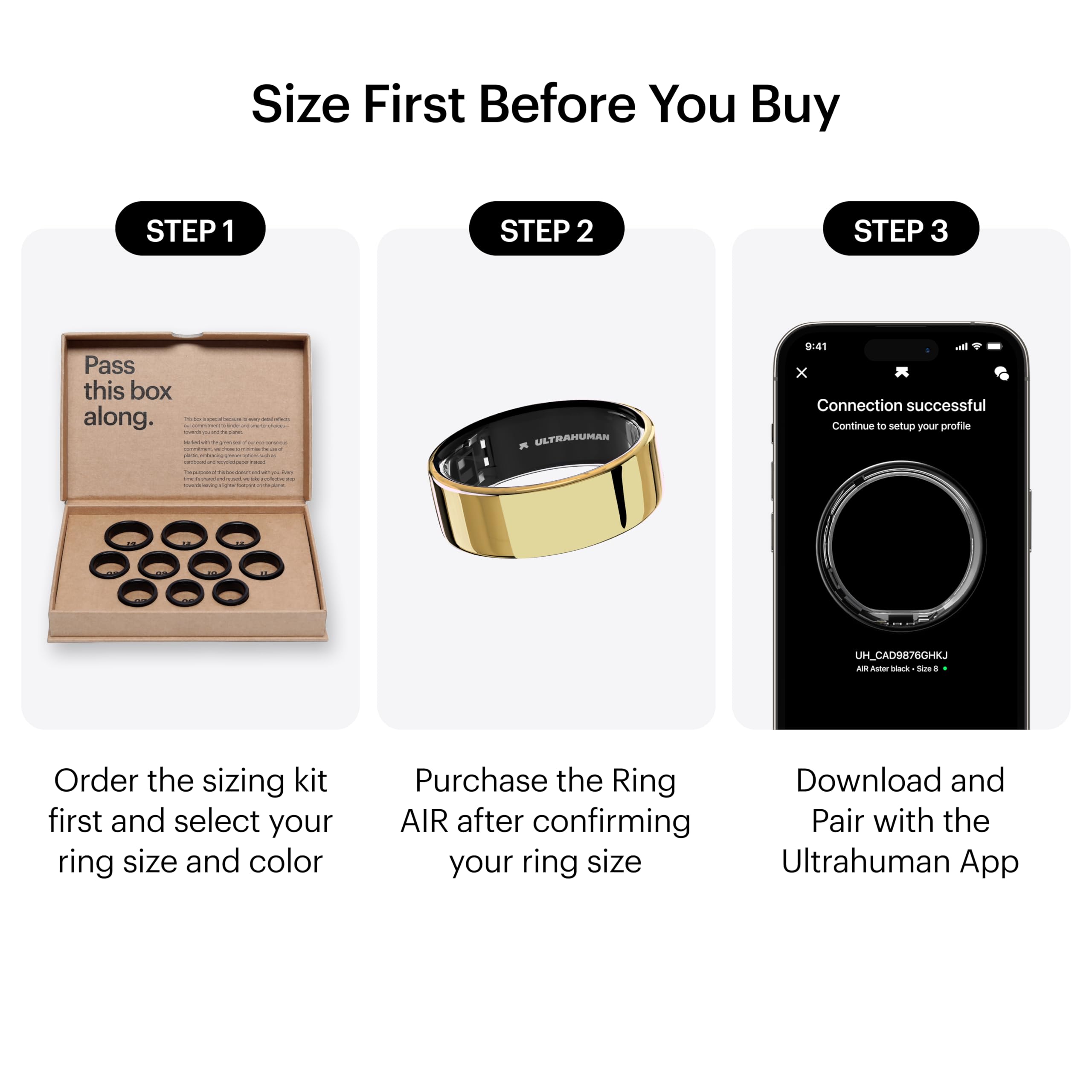 ULTRAHUMAN Ring AIR - Smart Ring for Women & Men with Sleep Tracking, Fitness Tracker, Heart Rate & Activity Monitor | No Subscription Fee | Perfect for Workouts, Sleep Analysis & Daily Health Monitoring
