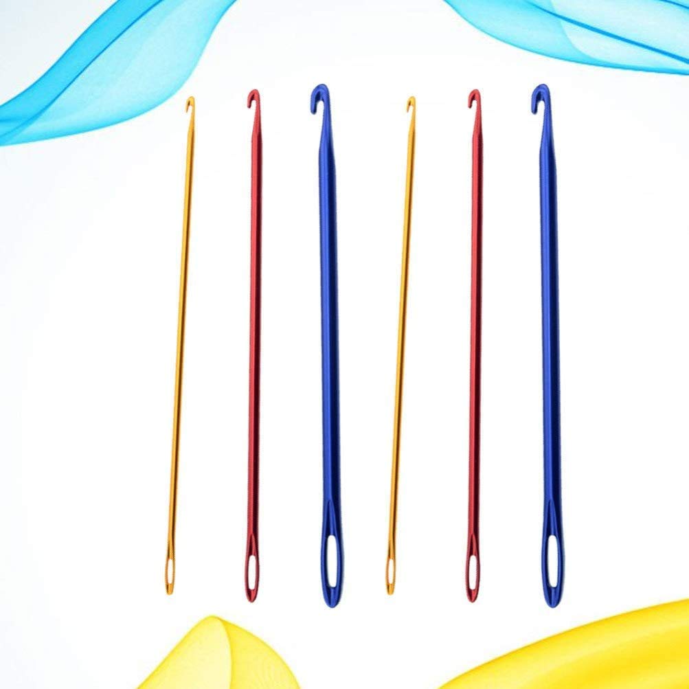 COPYLOVE 6Pcs Aluminum Crochet Hooks Set - Afghan Metal Knitting Needles with Threading Hole for DIY Crafts, Crocheting, Darning & Sewing | Perfect for Yarn Projects, Blanket Making & Handmade Gifts