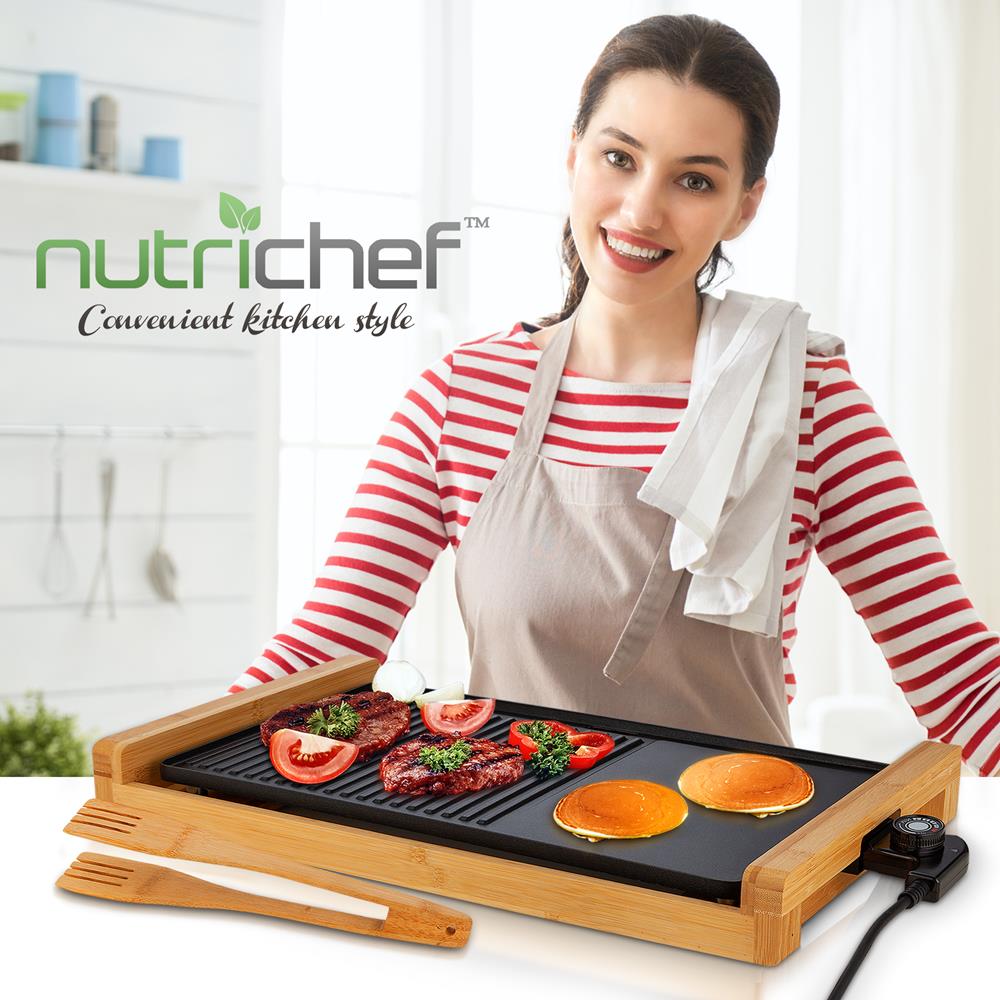 Portable Electric Bamboo Grill - Detachable & Smokeless Indoor/Outdoor BBQ Grill for Backyard, Camping & Picnics