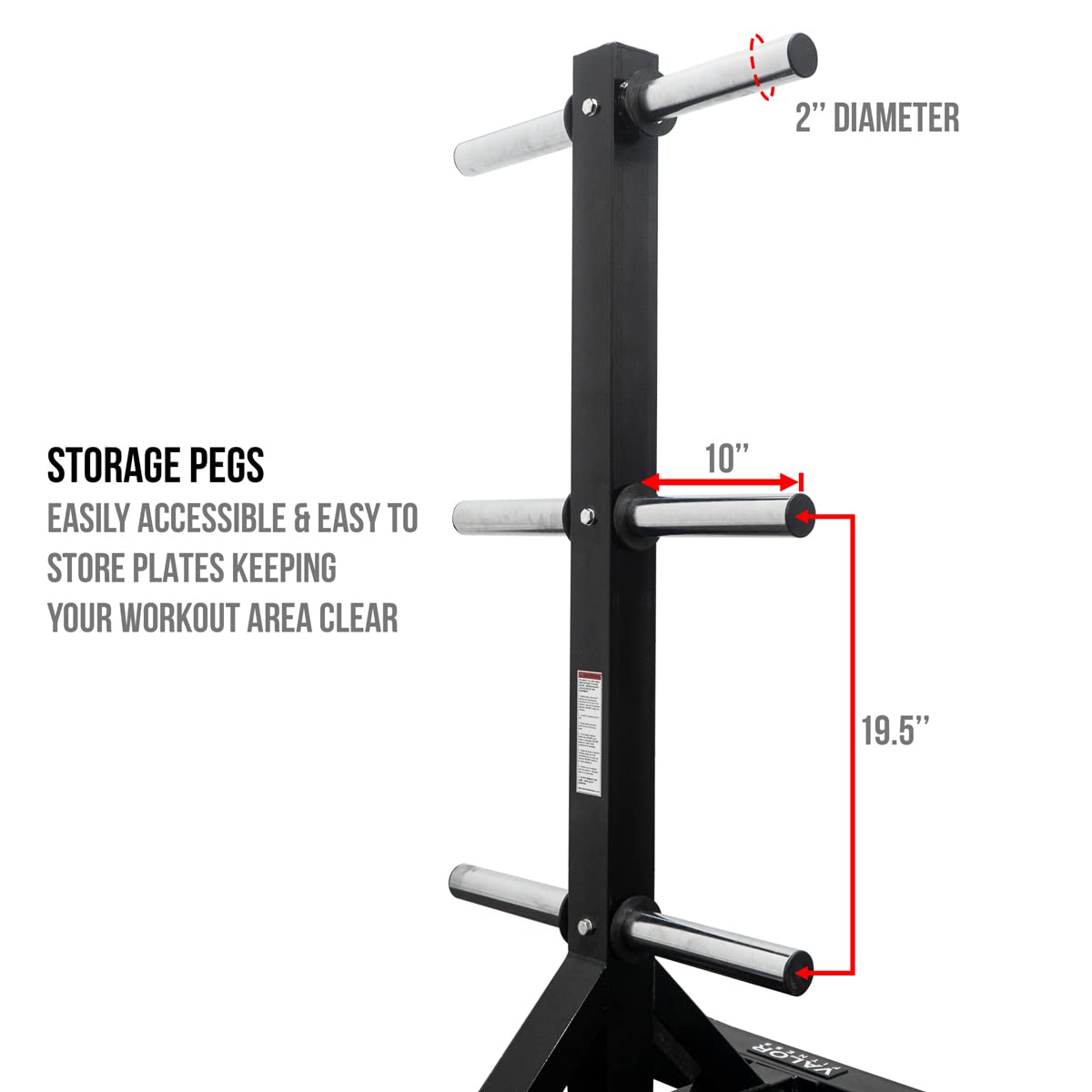 Valor Fitness Weight Plate Rack for Olympic & Standard Plates - Heavy Duty Bumper Plate Organizer & Barbell Storage Stand - Perfect for Home Gym, Garage Workout Space & CrossFit Training