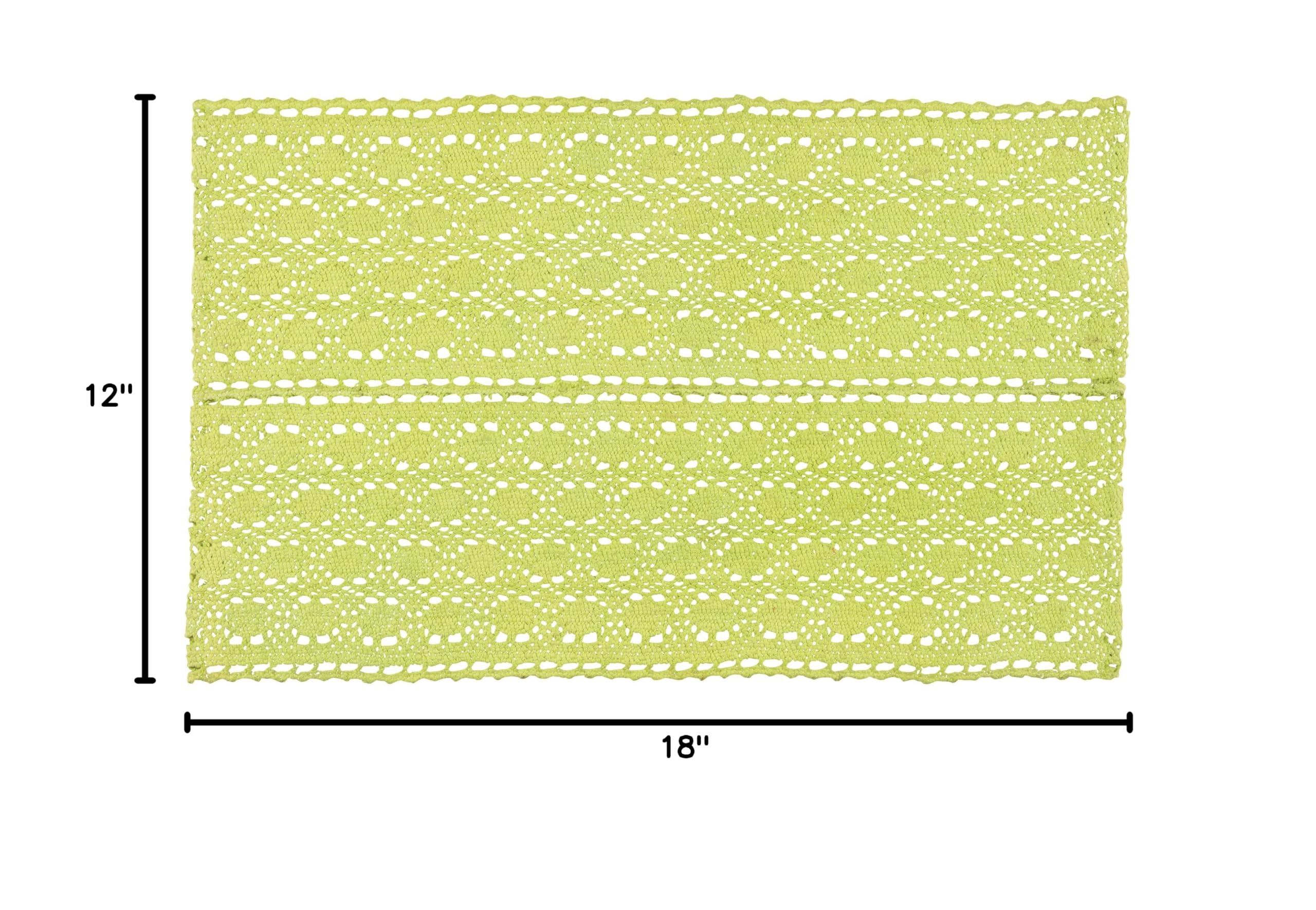 Now Designs Crochet Green Placemats Set of 4 - Eco-Friendly Table Mats for Dining Room, Kitchen Decor, and Holiday Dinner Parties