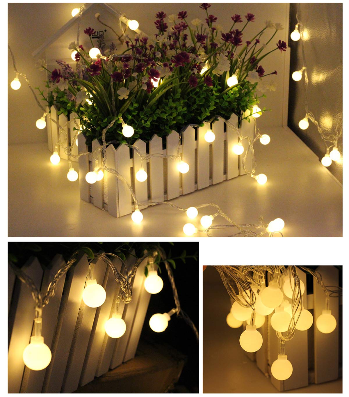 Battery Powered 49FT 100LED Fairy String Lights - Waterproof Outdoor Twinkle Lights with Remote & Timer, 8 Modes (Warm White) for Christmas Decorations, Wedding, Garden Party, Bedroom & Home Decor