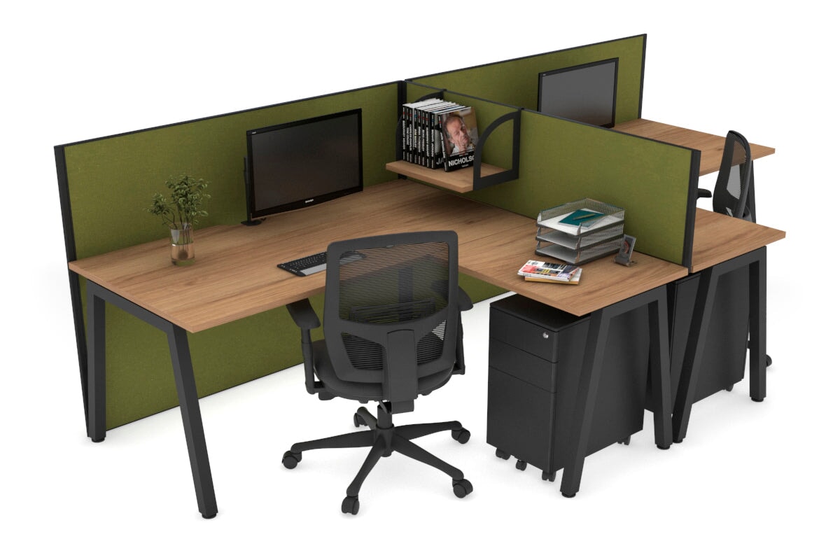 Quadro A Legs 2-Person Corner Workstation T Configuration [1600L x 1800W with Cable Management] - Perfect for Office & Home Workspaces
