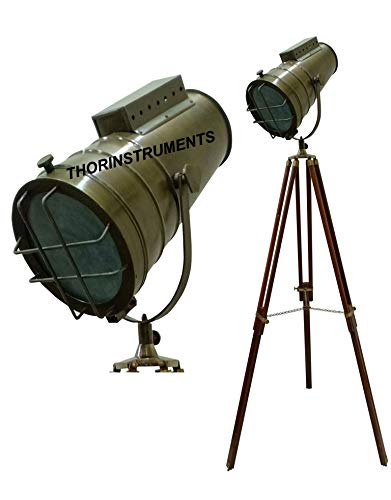 THOR INSTRUMENTS Hollywood Studio Tripod Floor Lamp - Adjustable Spotlight for Nautical Living Room, Office Decor, Rustic Vintage Home Lighting - Perfect for Reading Nook, Workspace & Cozy Ambiance