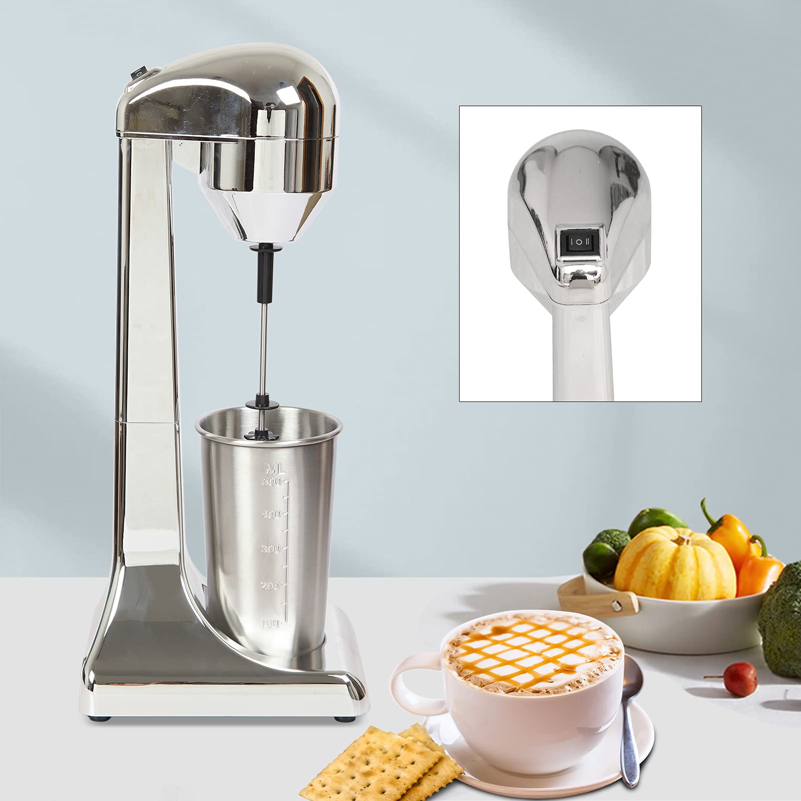 500ml Electric Milkshake Maker Machine - 100W High Power Commercial & Household Blender for Juice, Fruit, Ice, Milk Tea - 110V 23000RPM - Perfect for Smoothies, Shakes, and Beverage Shops