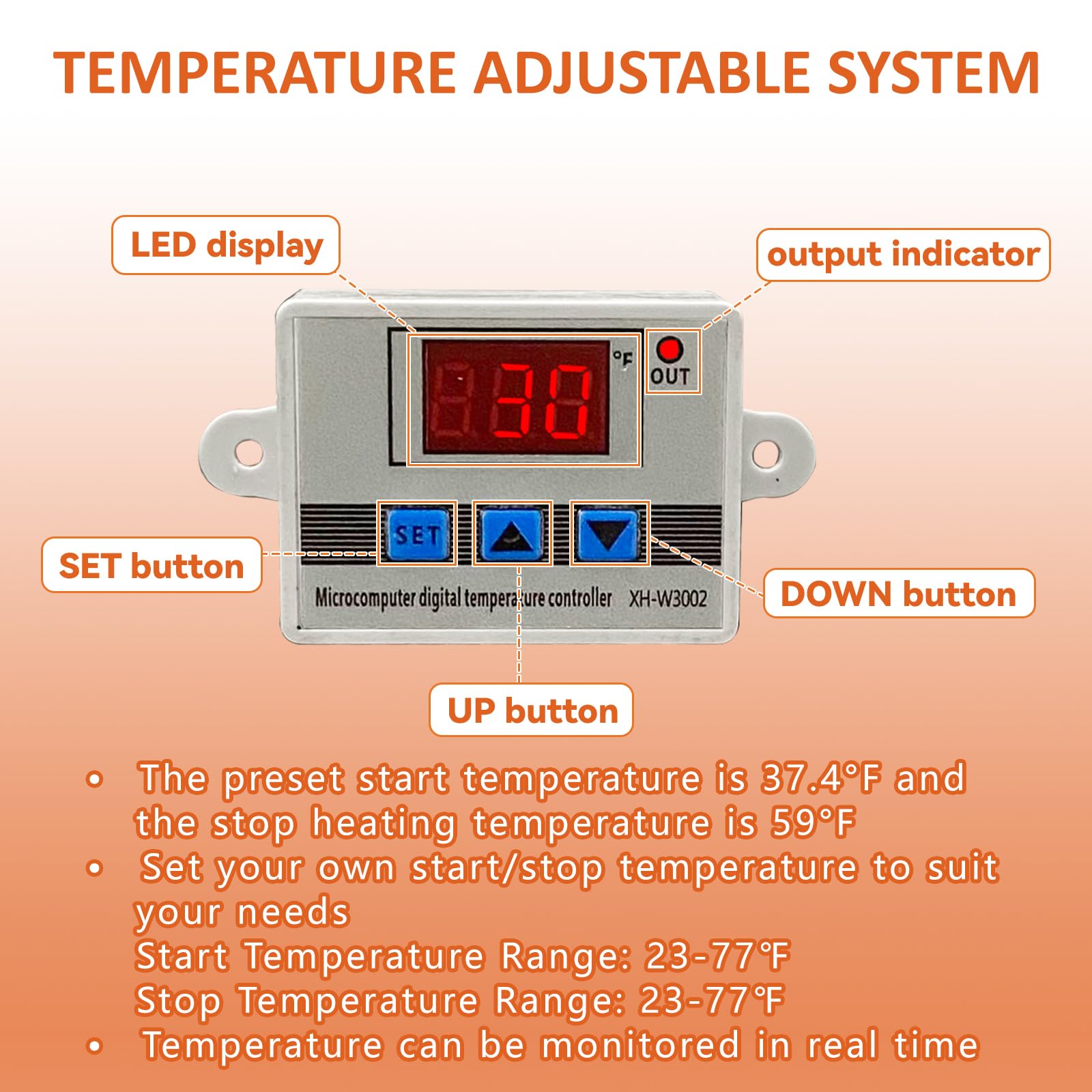 Self-Regulating Heat Tape for Water Pipes 6FT - Digital Display Thermostat, Freeze Protection & Roof Deicing Cable for Metal/Plastic Pipes, RV Water Hose - Perfect for Home, RV & Outdoor Winter Pipe Protection
