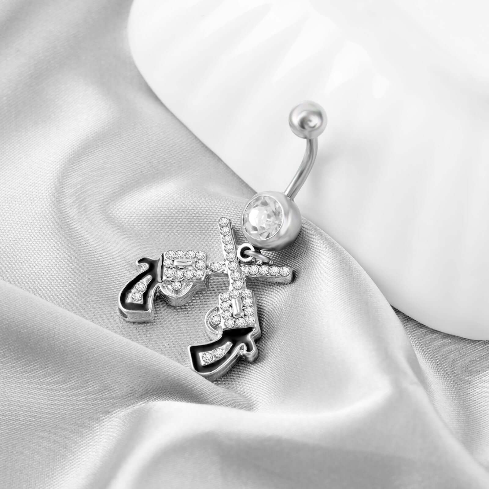 Sparkly Pistol Pendant Necklace - Elegant Gun Charm Jewelry for Women | Perfect for Parties, Gifts & Fashion Accessories
