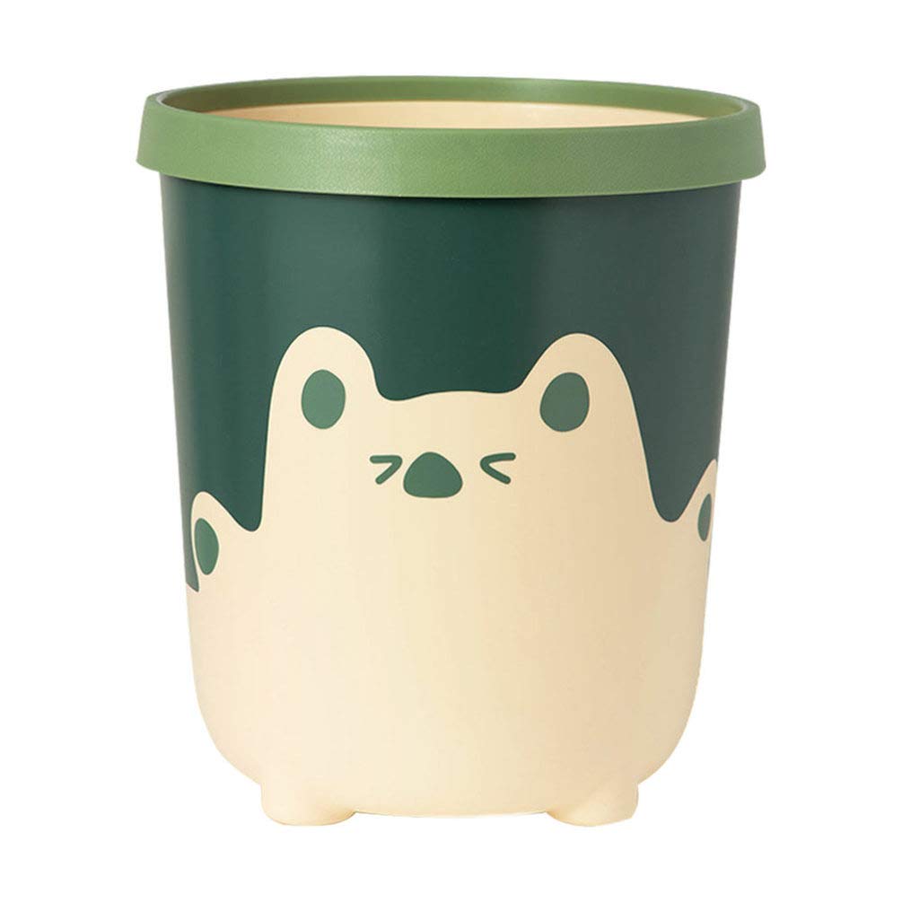 Hemoton 1pc Cartoon Trash Can with Lid - Small Plastic Garbage Bin for Kitchen, Bathroom, Office - Durable PP Material, Mini Waste Container for Home & Workspaces